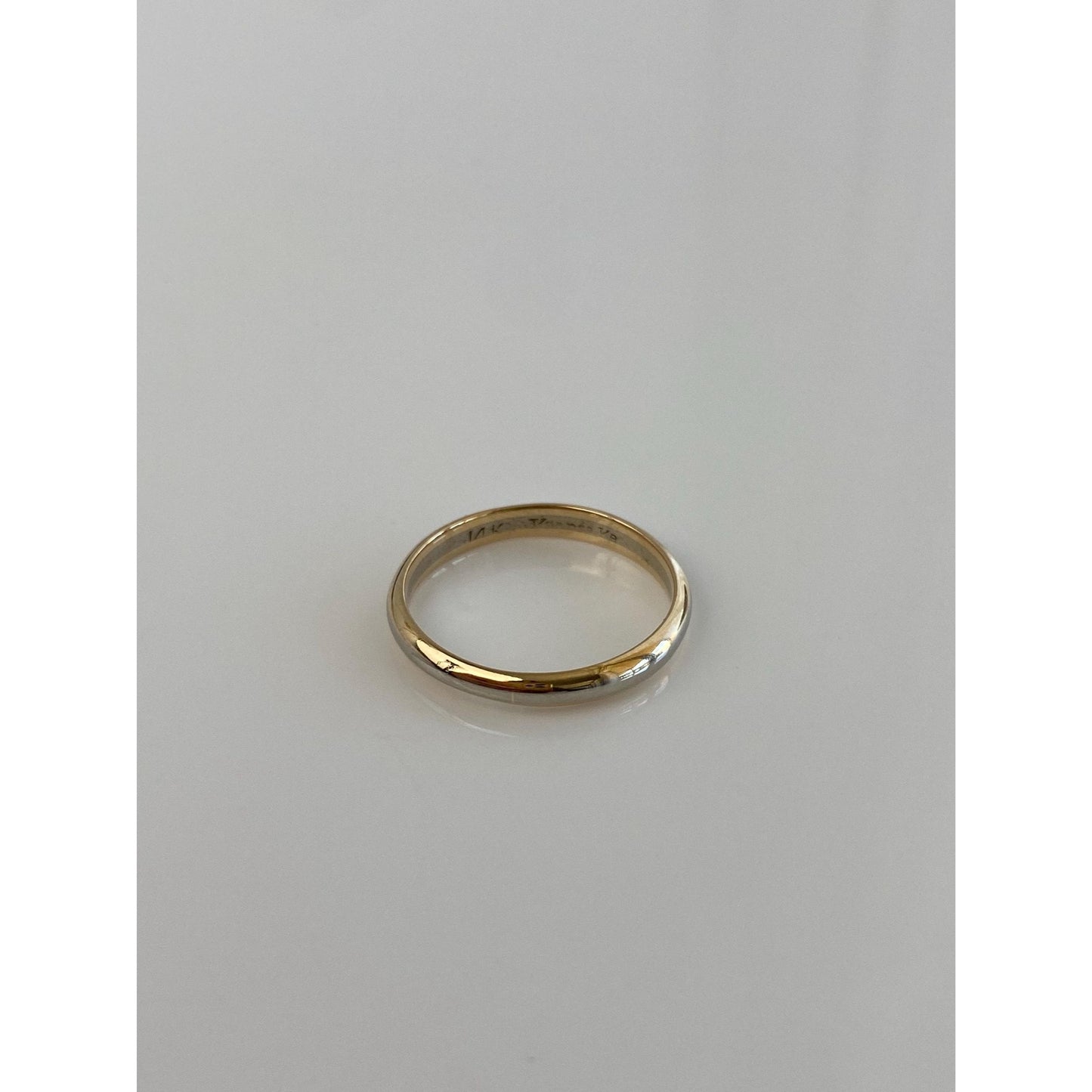 Vintage Solid 14k Yellow & White Gold Ring Band - Size 6.75