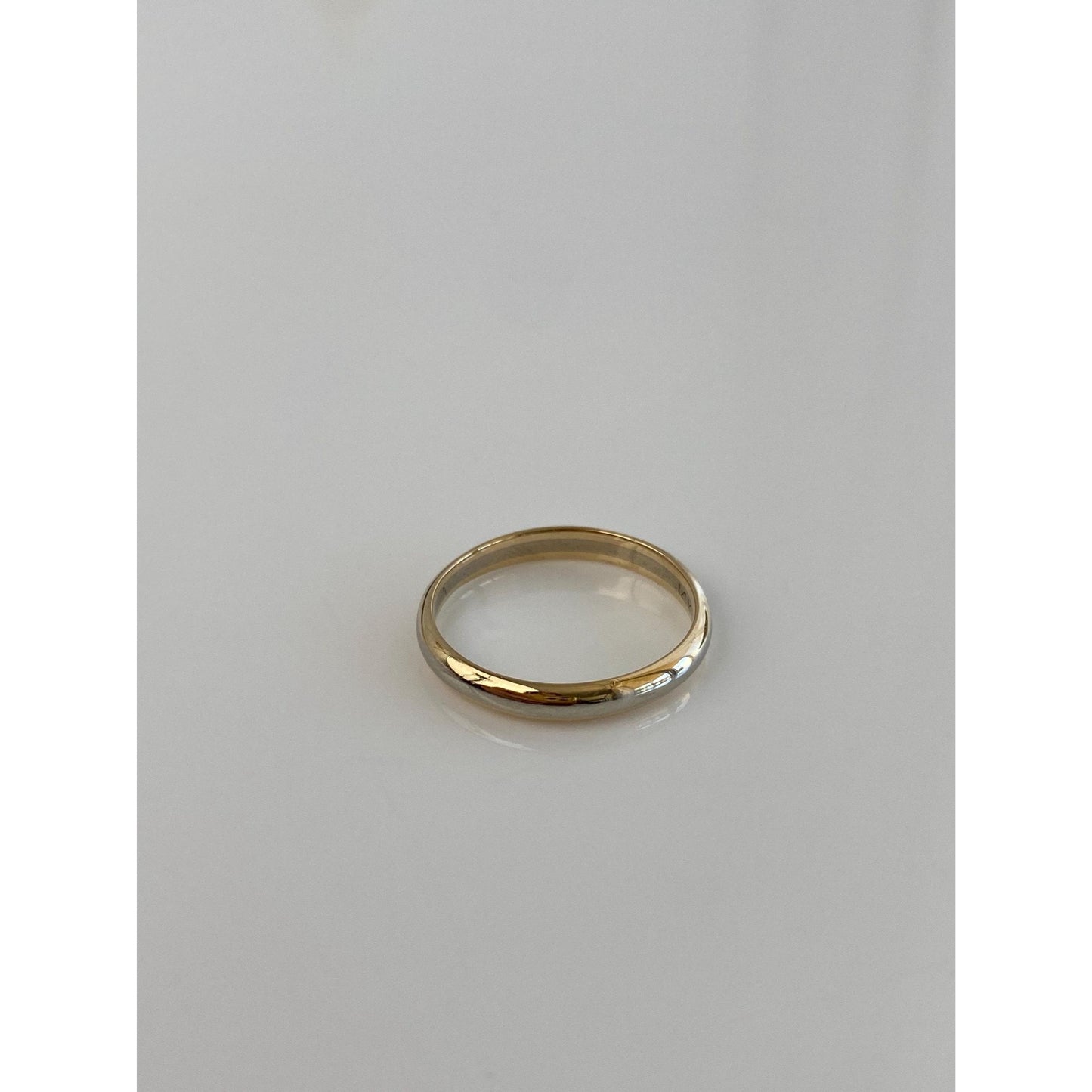 Vintage Solid 14k Yellow & White Gold Ring Band - Size 6.75