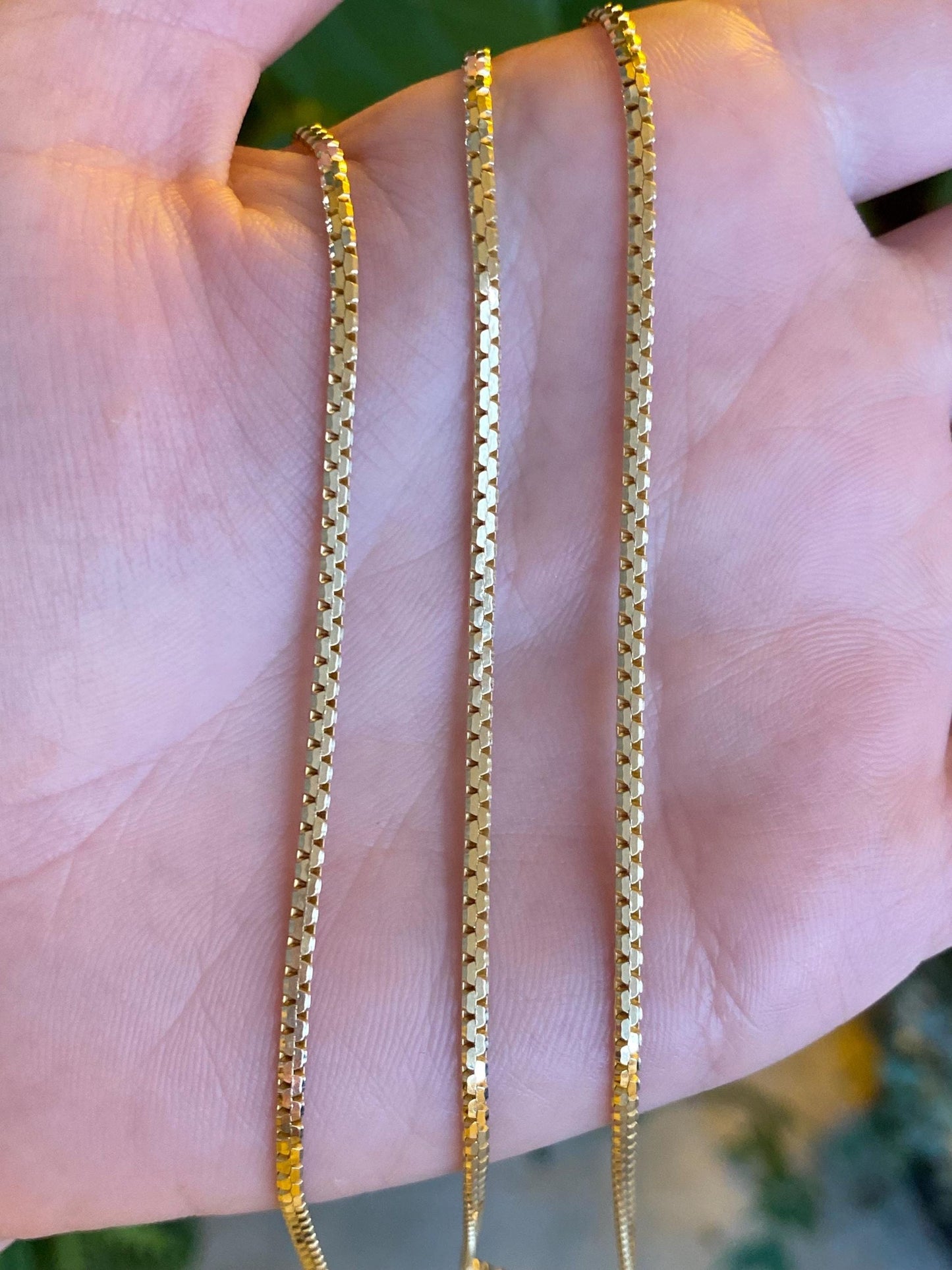 Vintage Solid 14k Yellow Gold Chunky Flat Chain Necklace - 24.25 inches