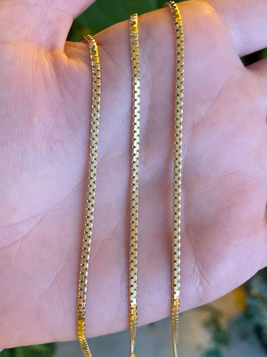 Vintage Solid 14k Yellow Gold Chunky Flat Chain Necklace - 24.25 inches