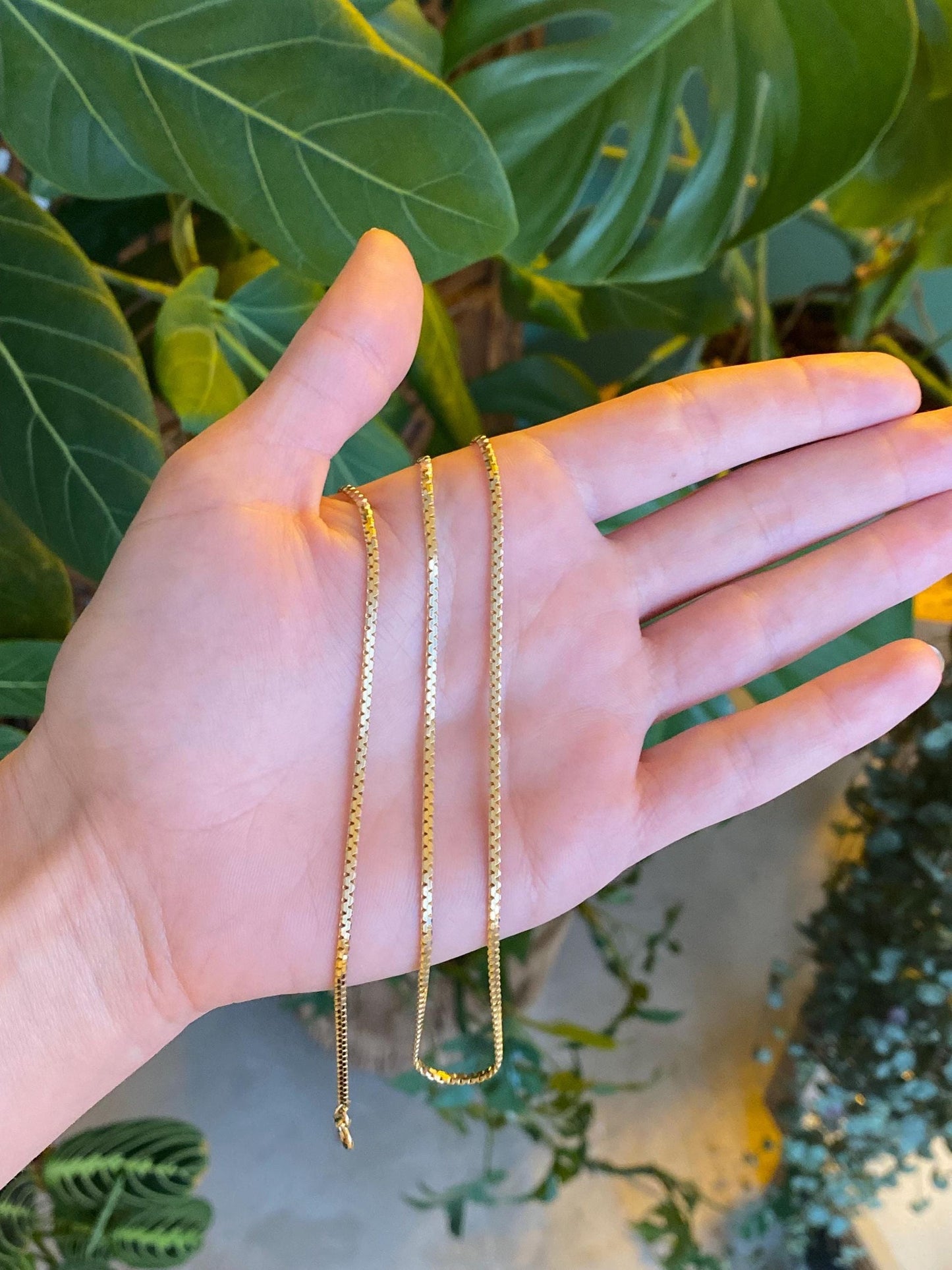 Vintage Solid 14k Yellow Gold Chunky Flat Chain Necklace - 24.25 inches