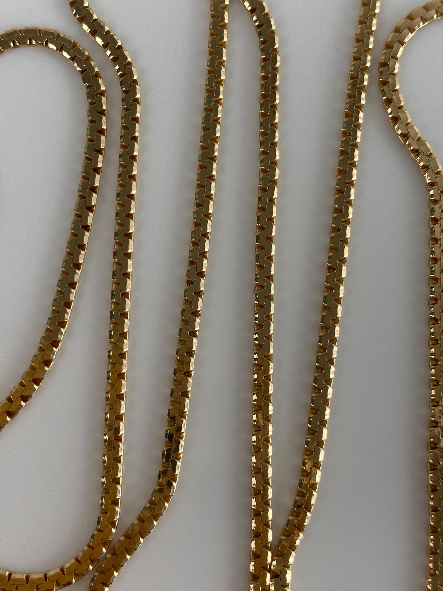 Vintage Solid 14k Yellow Gold Chunky Flat Chain Necklace - 24.25 inches
