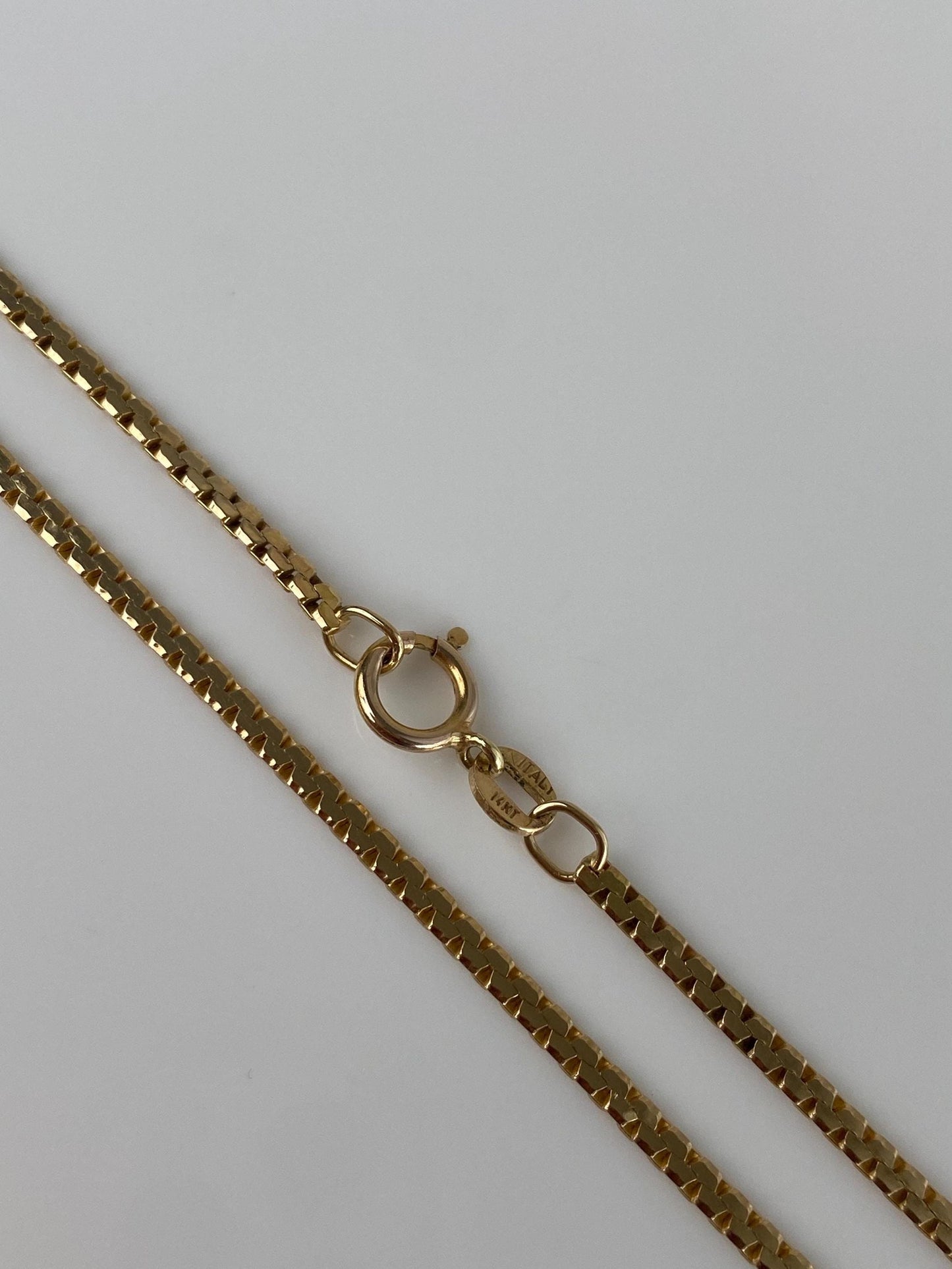 Vintage Solid 14k Yellow Gold Chunky Flat Chain Necklace - 24.25 inches