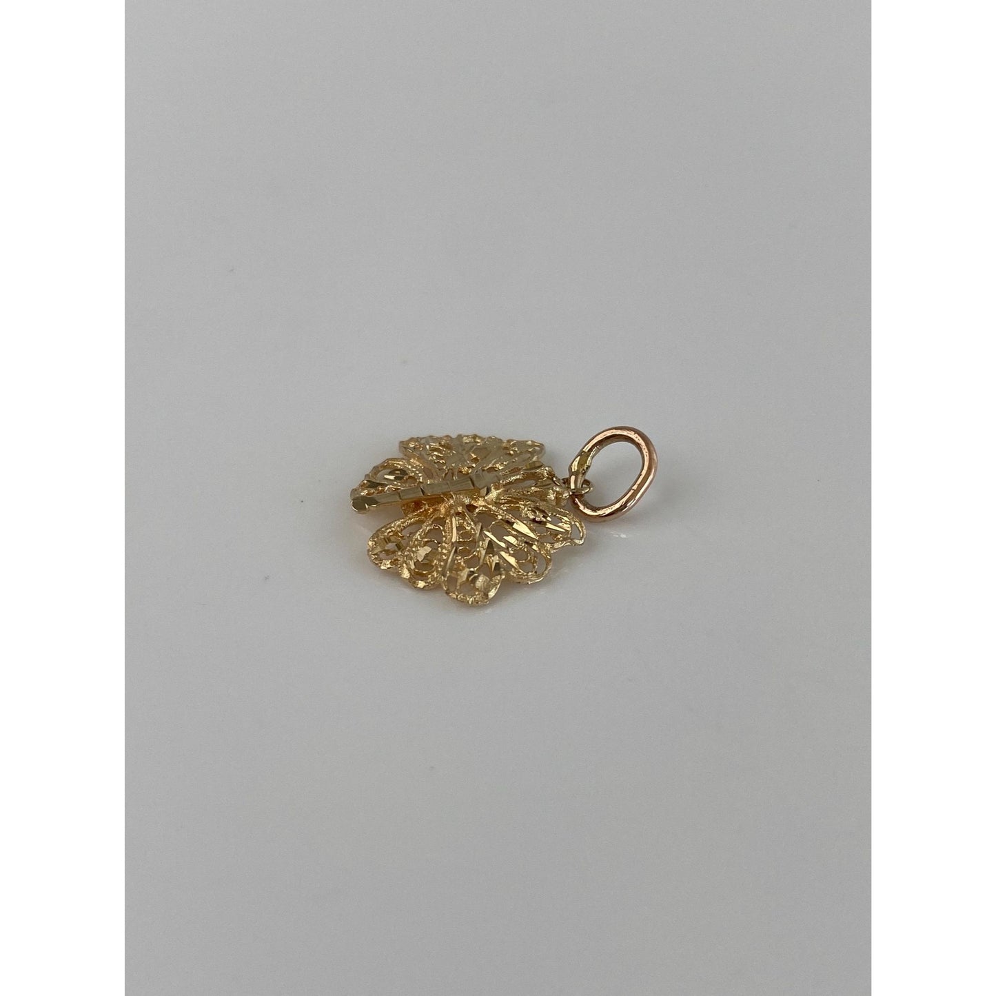 Vintage Solid 14k Yellow Gold Filigree Butterfly Charm