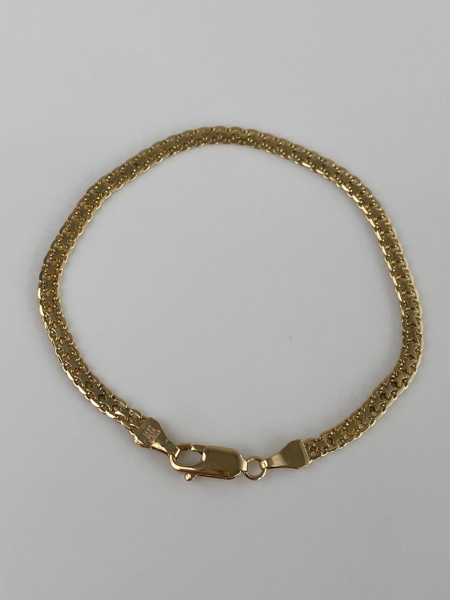 Vintage Solid 14k Yellow Gold Bismark Chain Bracelet - 7 inches