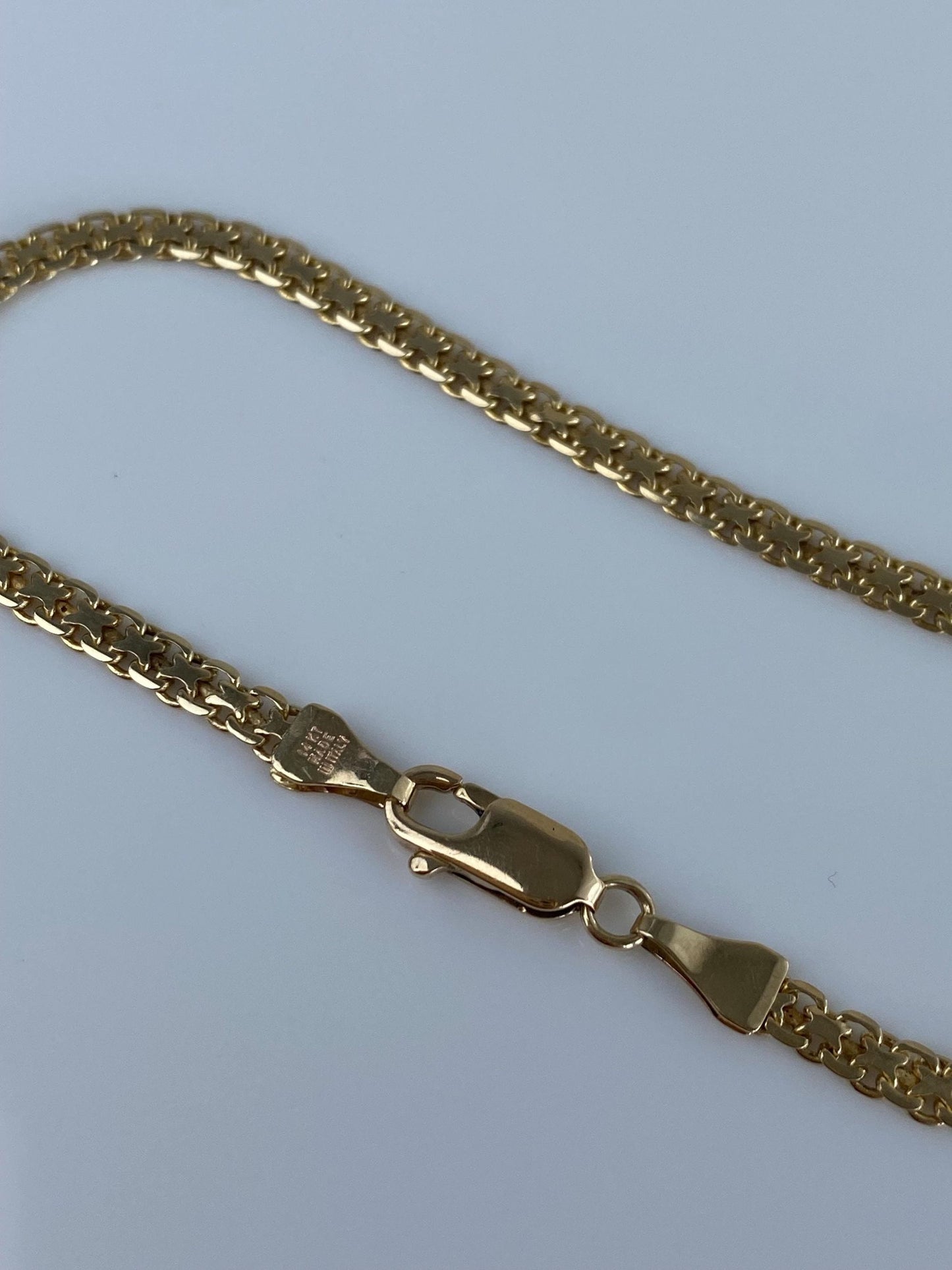 Vintage Solid 14k Yellow Gold Bismark Chain Bracelet - 7 inches