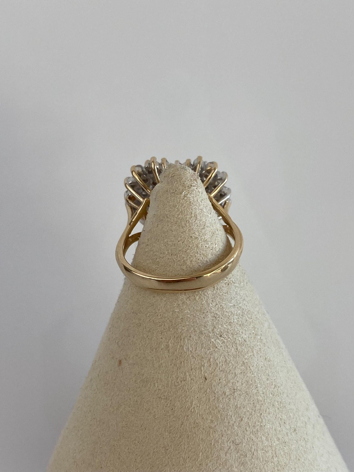 Vintage Solid 14k White & Yellow Gold Diamonds Heart Ring - Size 6.5