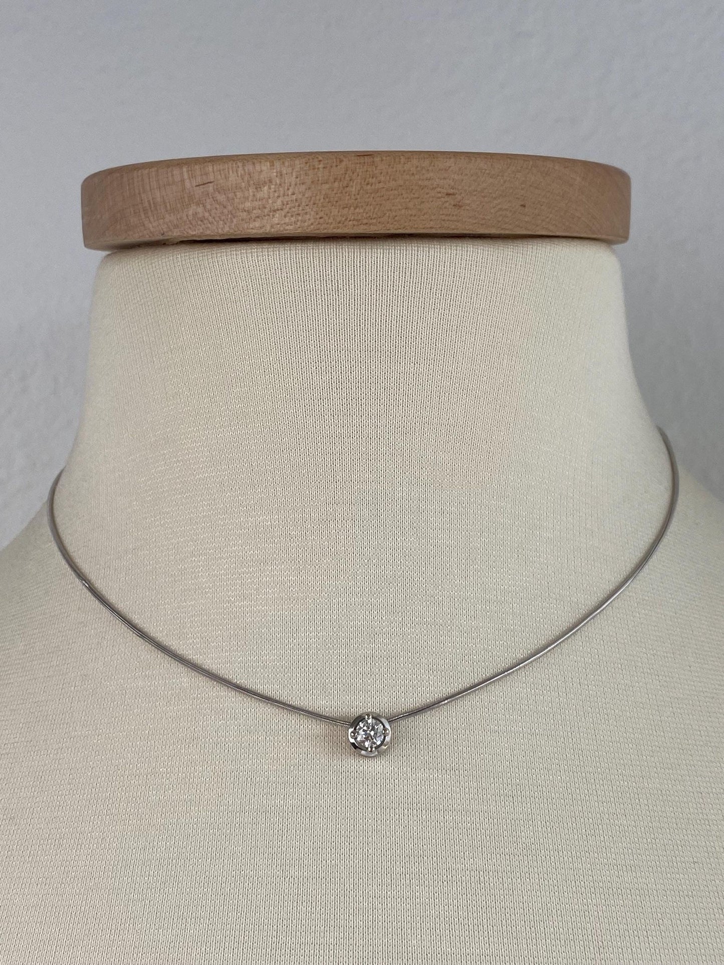 Vintage Solid 14k White Gold Diamond Charm Snake Chain Necklace - 16.25 inches
