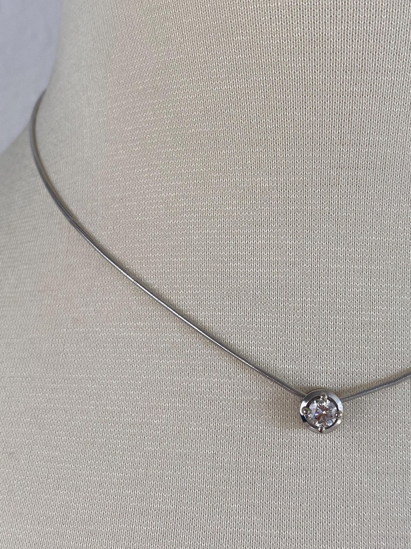 Vintage Solid 14k White Gold Diamond Charm Snake Chain Necklace - 16.25 inches