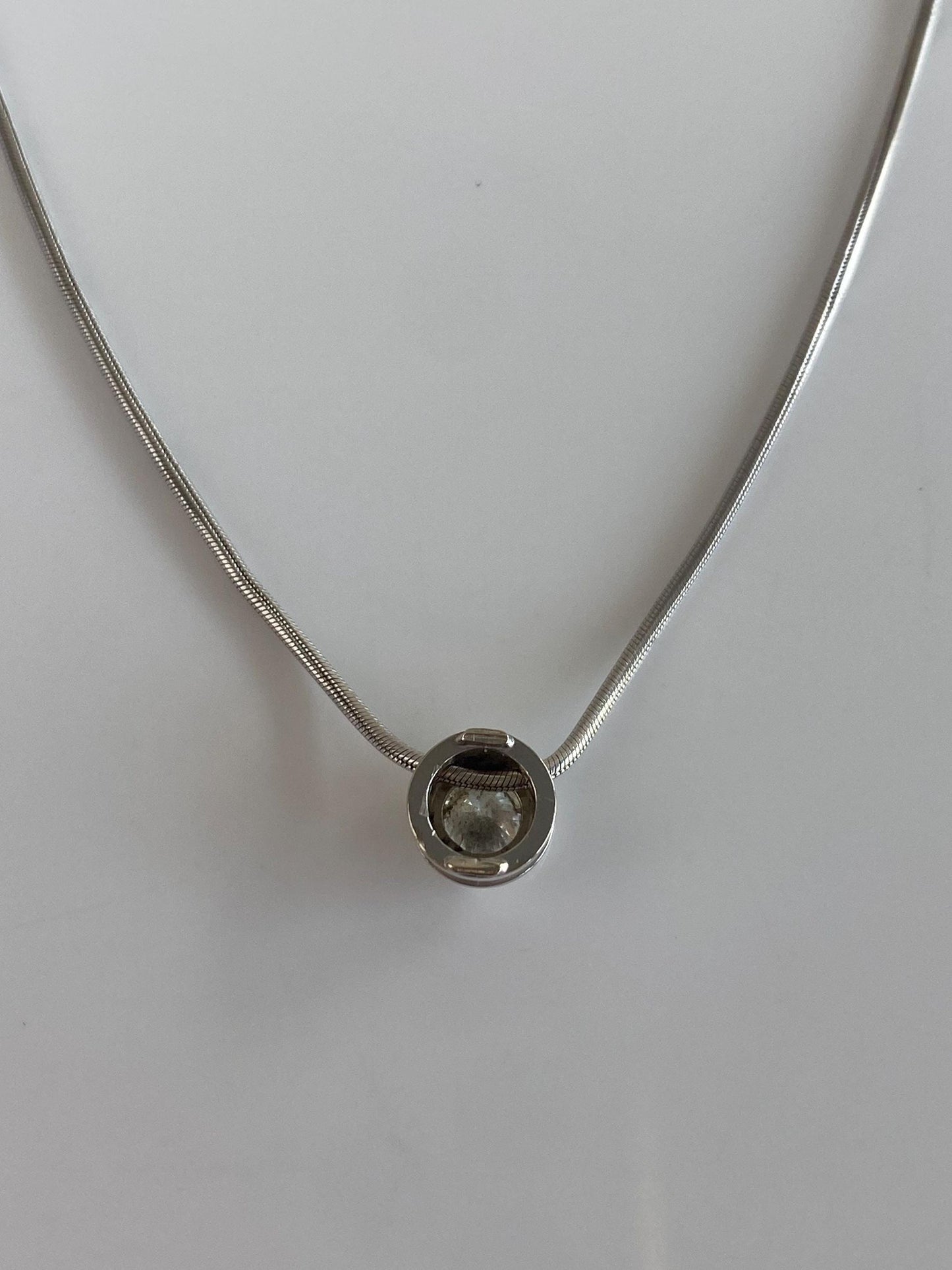 Vintage Solid 14k White Gold Diamond Charm Snake Chain Necklace - 16.25 inches