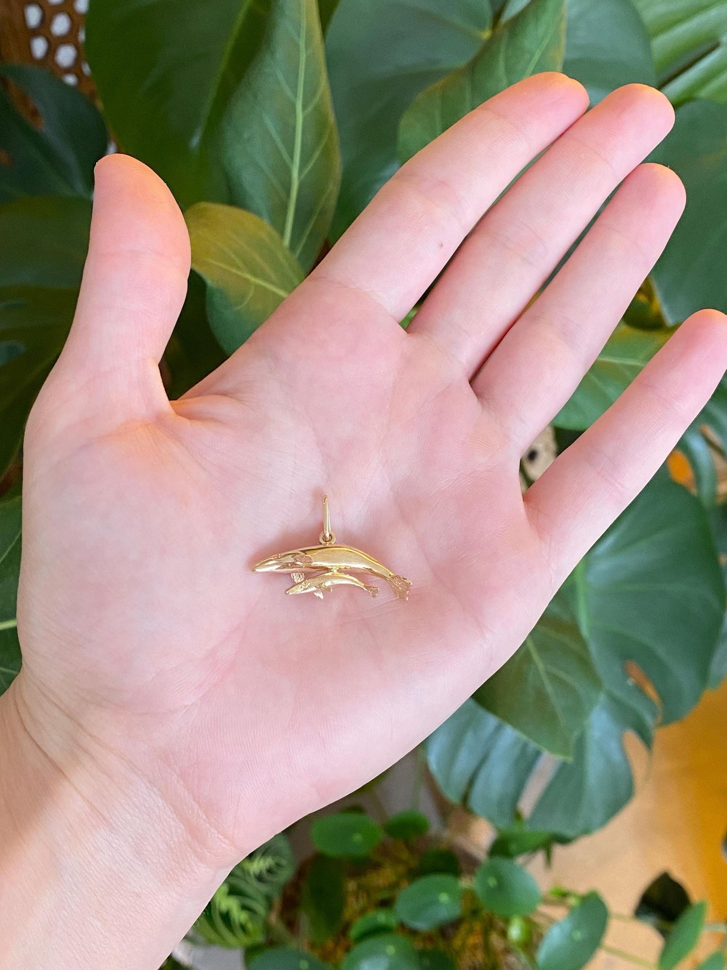 Vintage Solid 14k Yellow Gold Whale Baby Charm