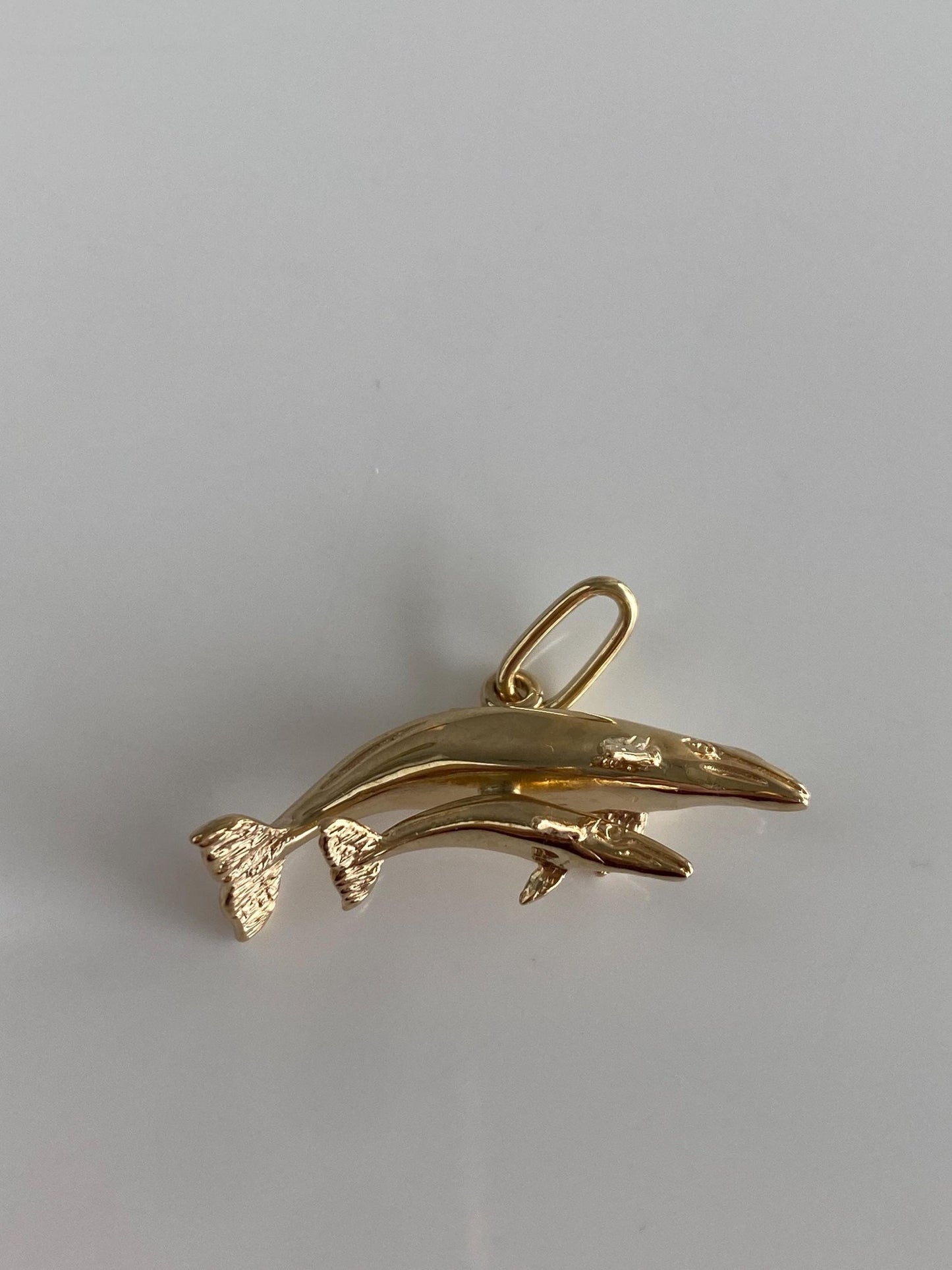 Vintage Solid 14k Yellow Gold Whale Baby Charm