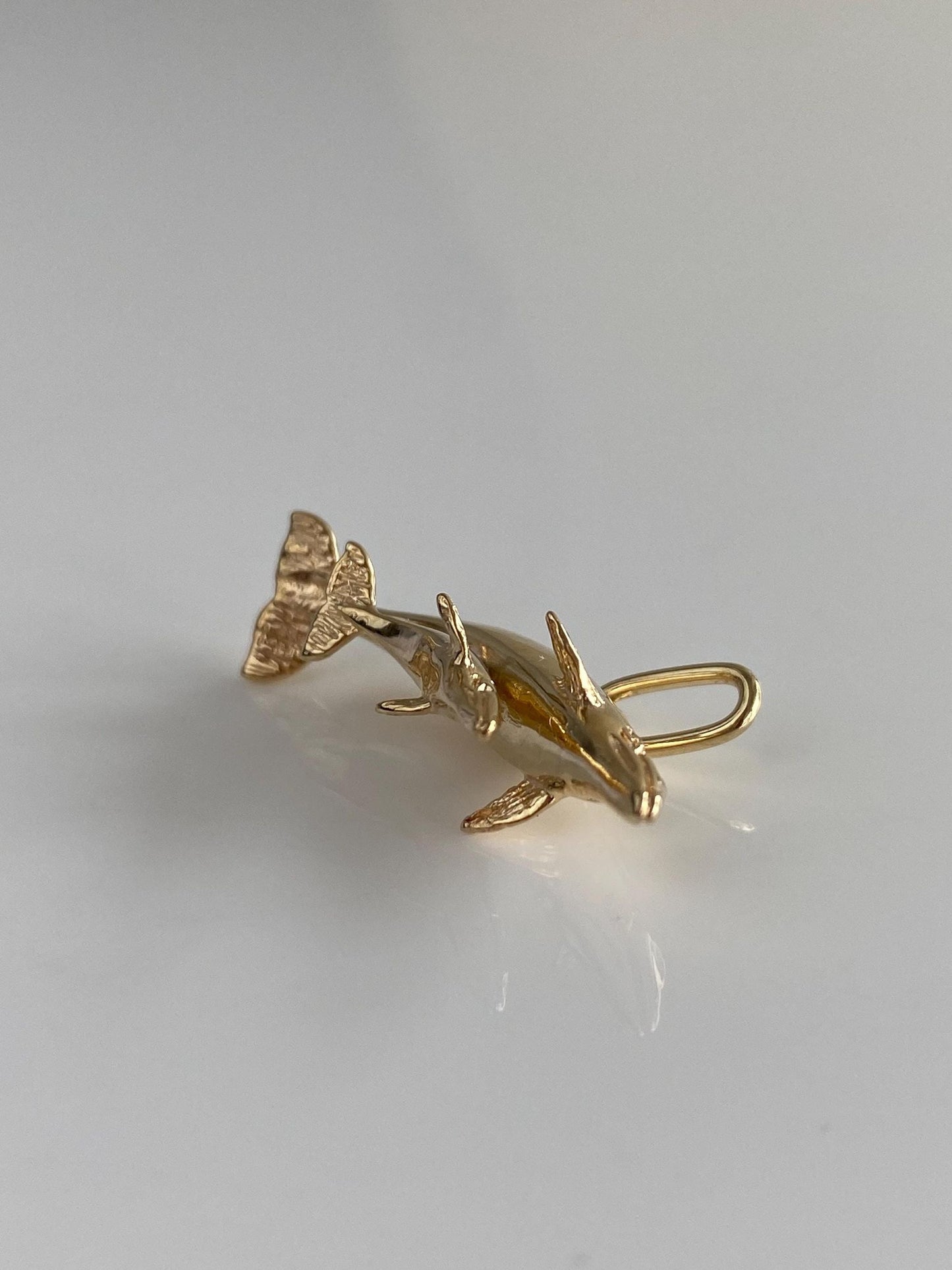 Vintage Solid 14k Yellow Gold Whale Baby Charm