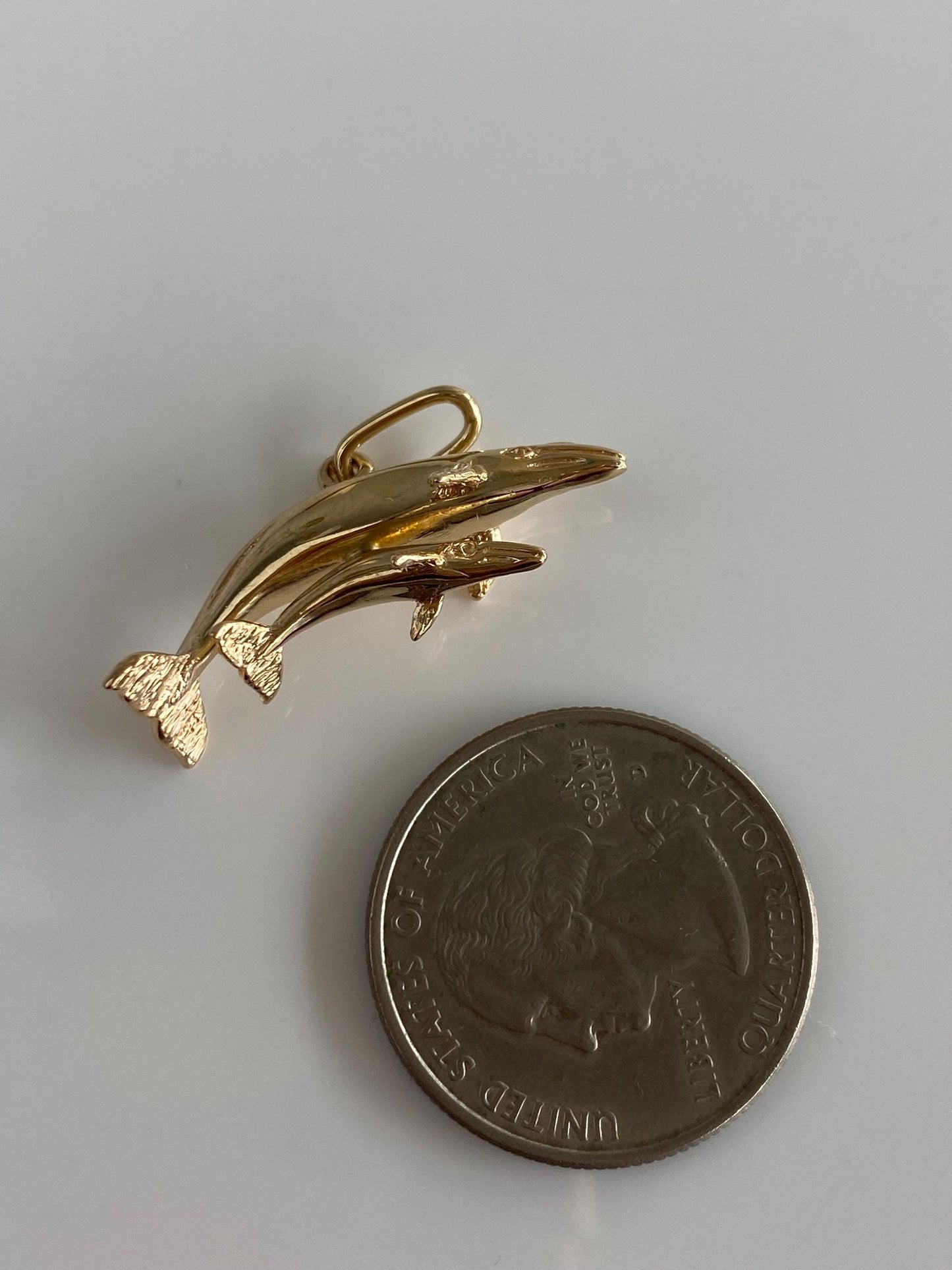 Vintage Solid 14k Yellow Gold Whale Baby Charm