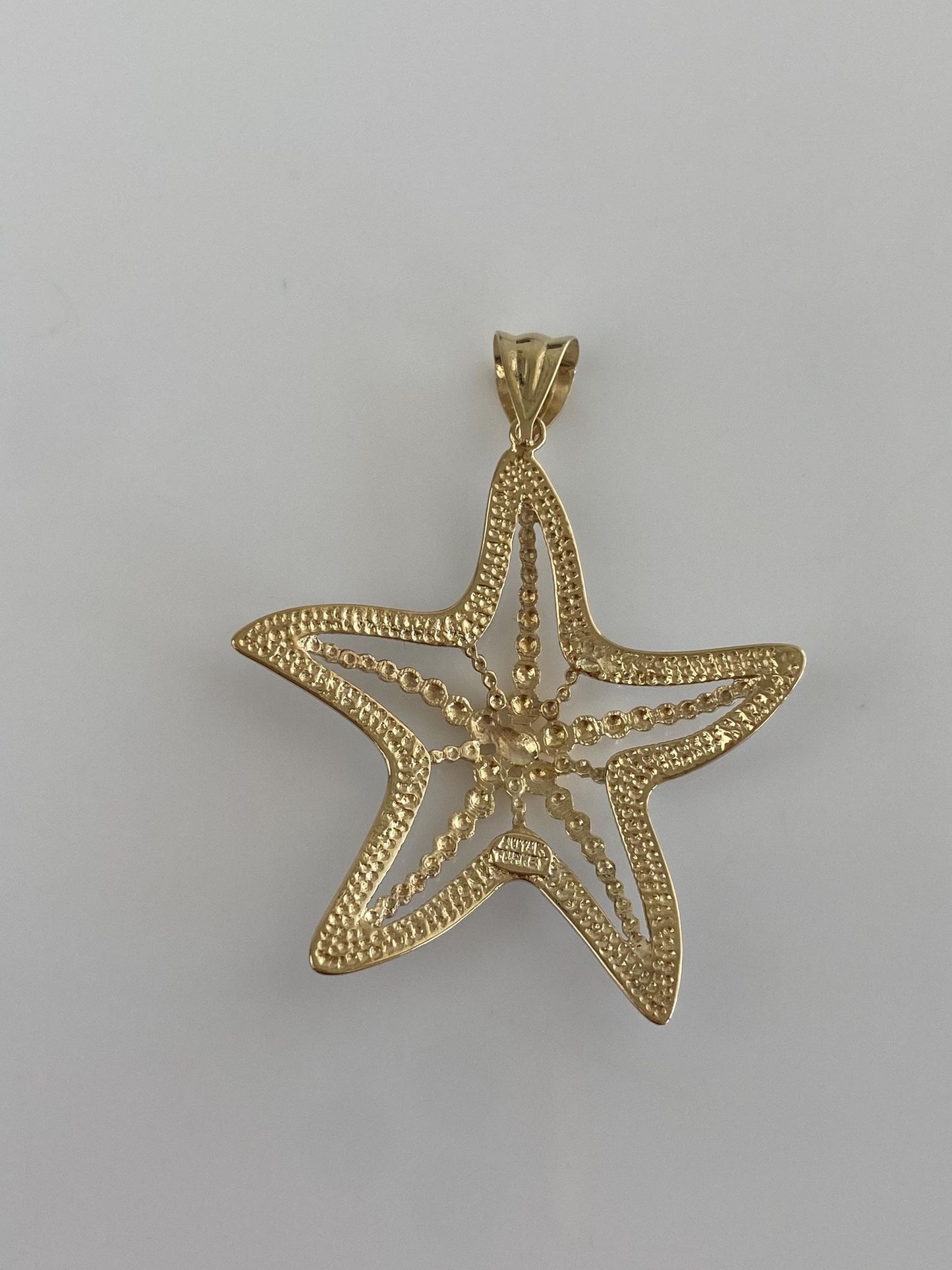 Vintage Solid 14k White & Yellow Gold Diamond Cut Starfish Charm