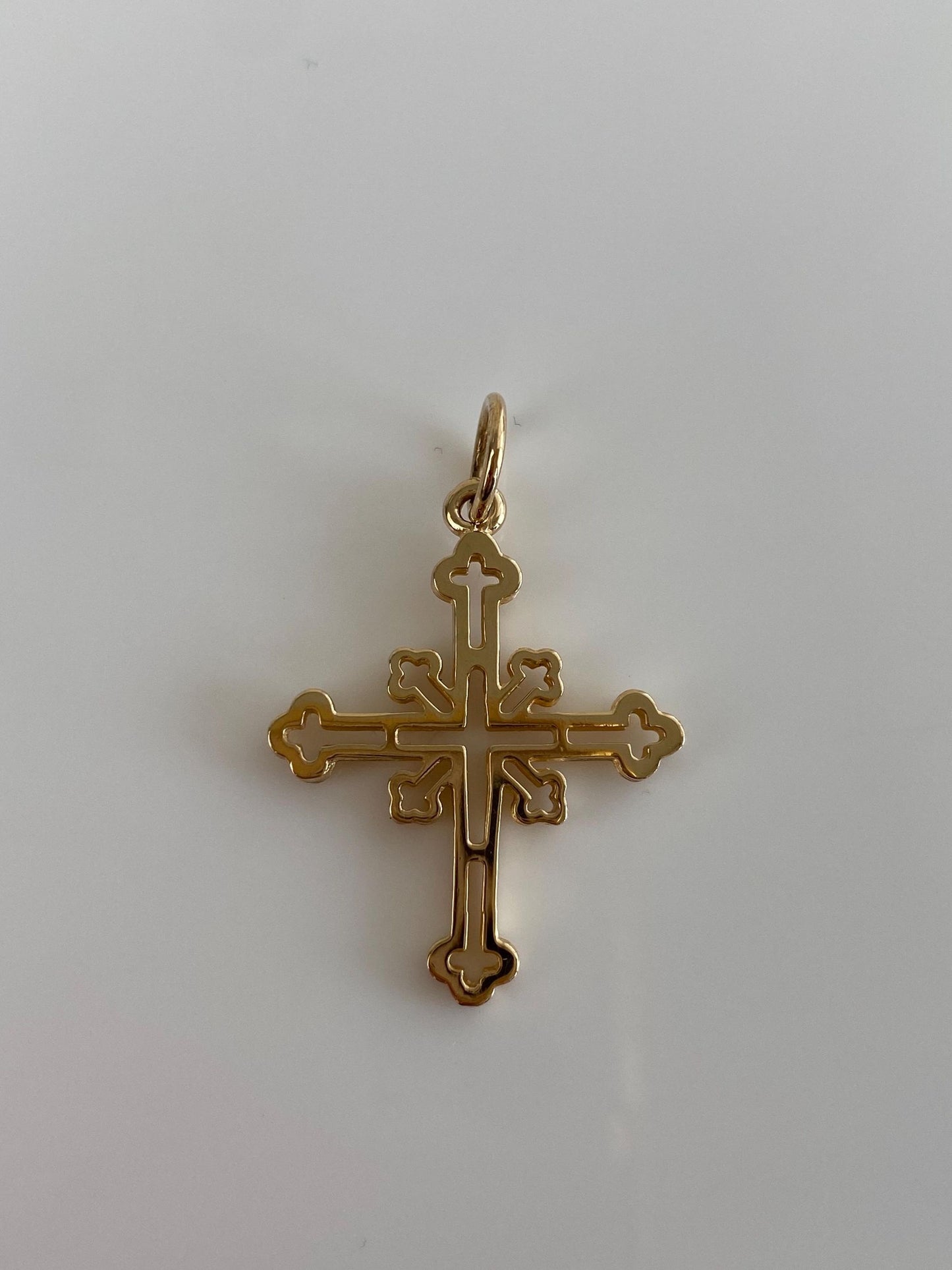Vintage Solid 14k Yellow Gold Cross Charm
