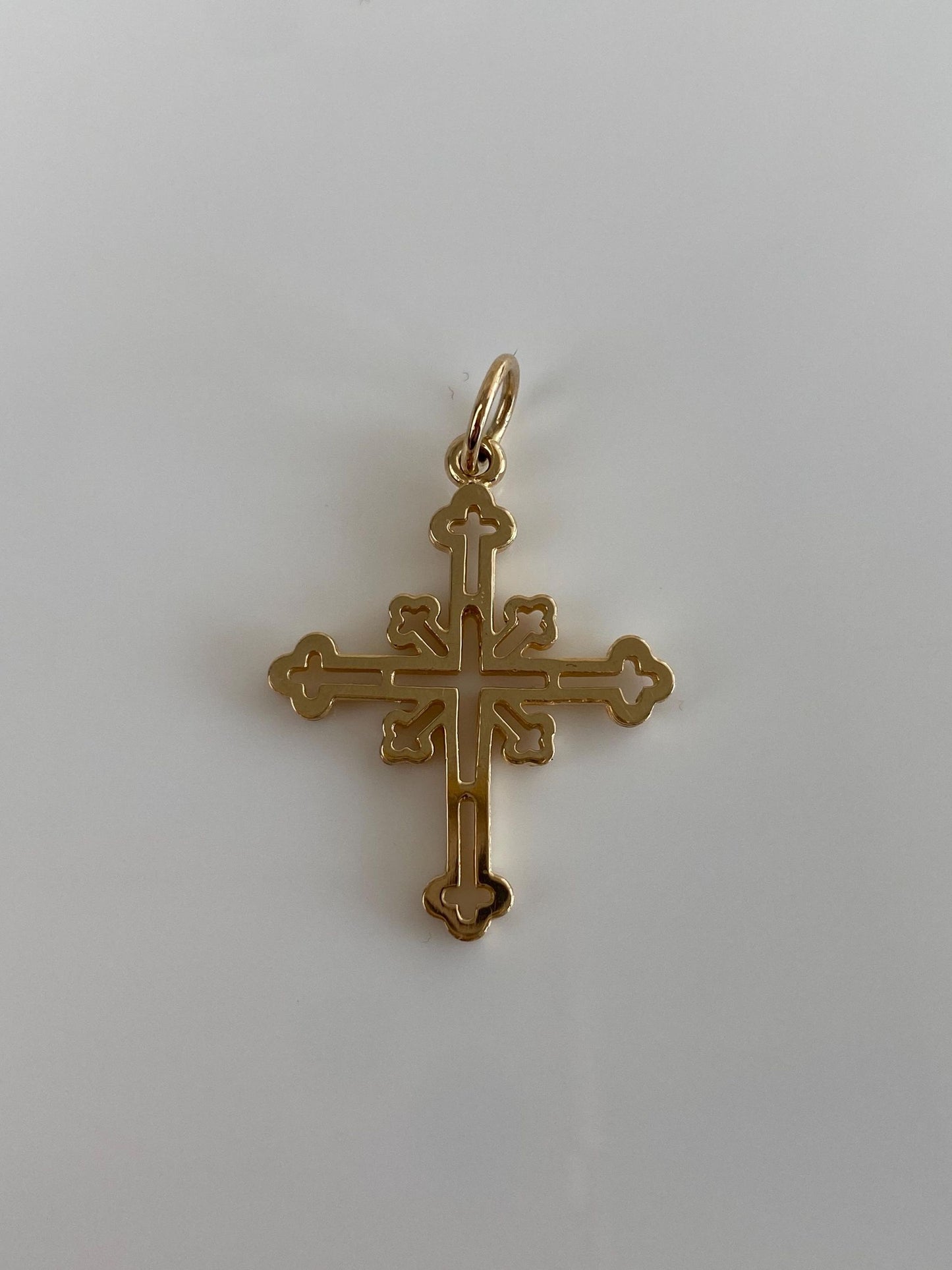 Vintage Solid 14k Yellow Gold Cross Charm