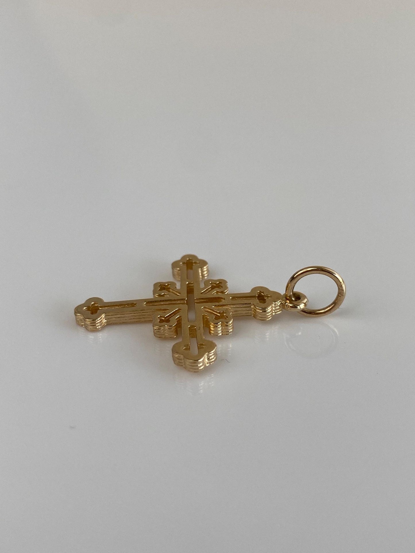Vintage Solid 14k Yellow Gold Cross Charm