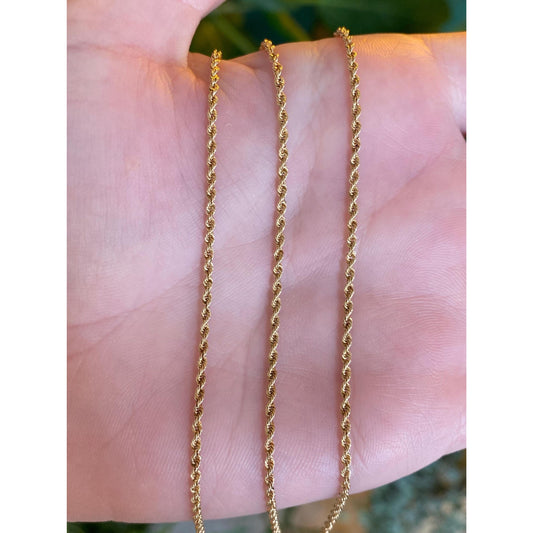 Vintage Solid 14k Yellow Gold Dainty Rope Chain Necklace - 21 inches