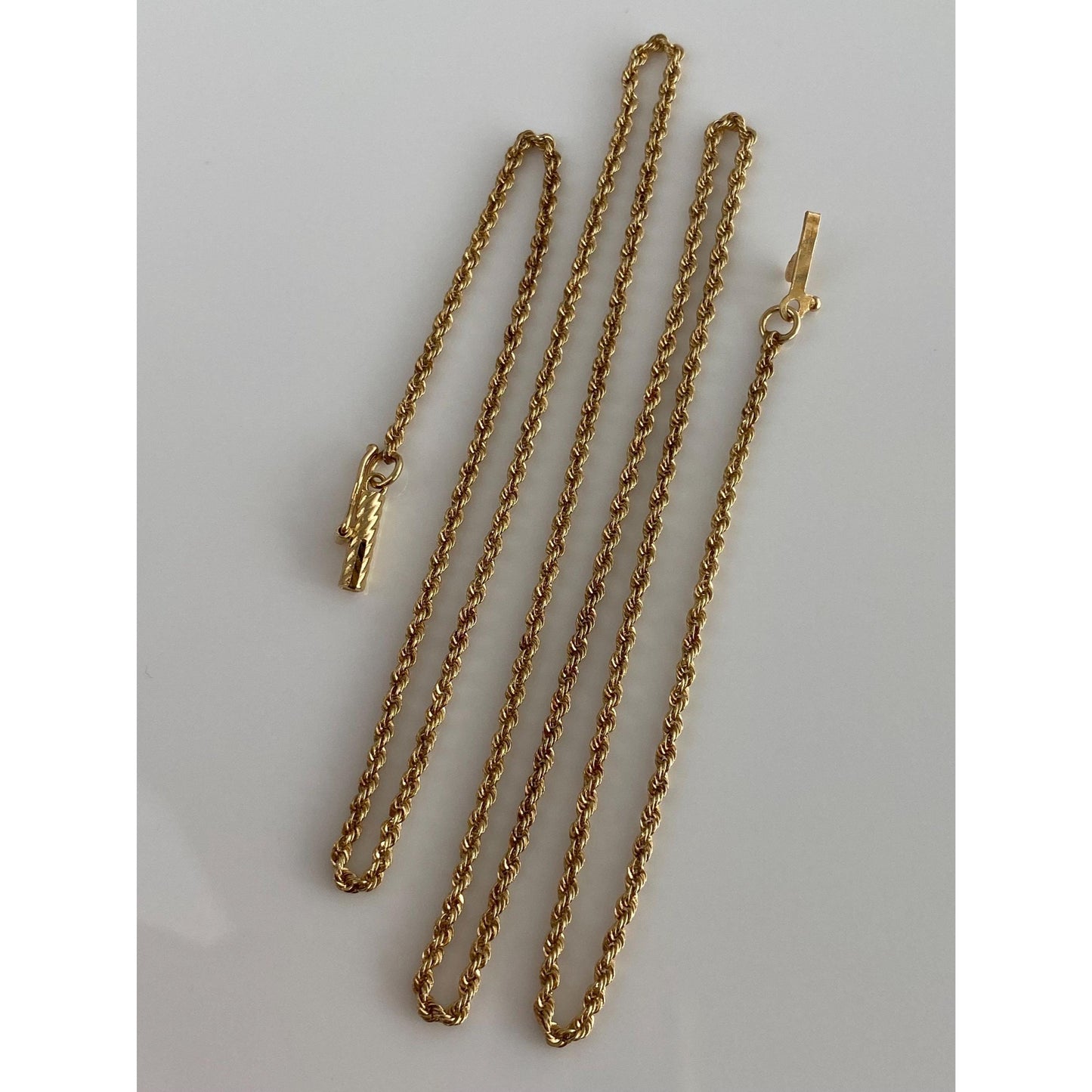 Vintage Solid 14k Yellow Gold Dainty Rope Chain Necklace - 21 inches