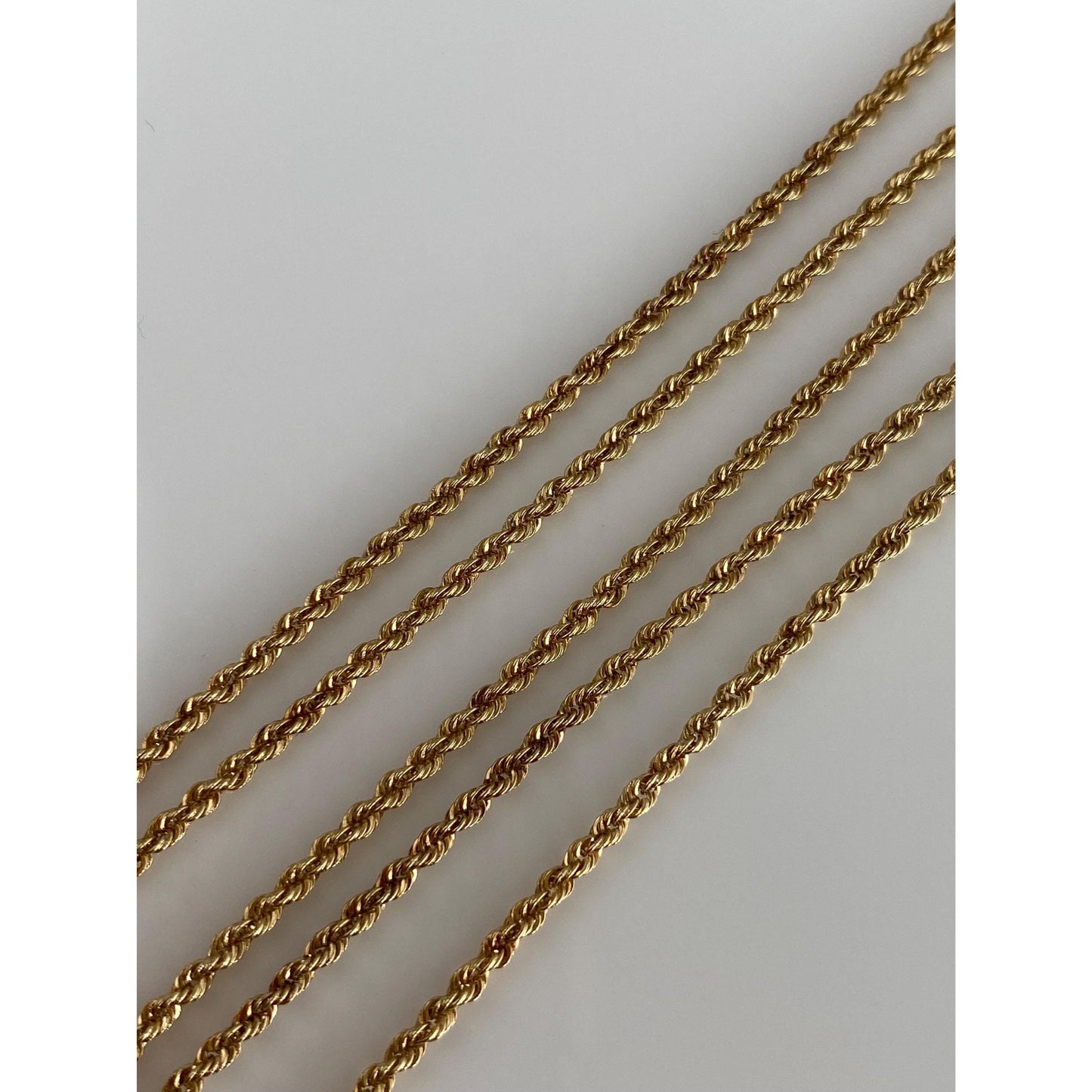 Vintage Solid 14k Yellow Gold Dainty Rope Chain Necklace - 21 inches