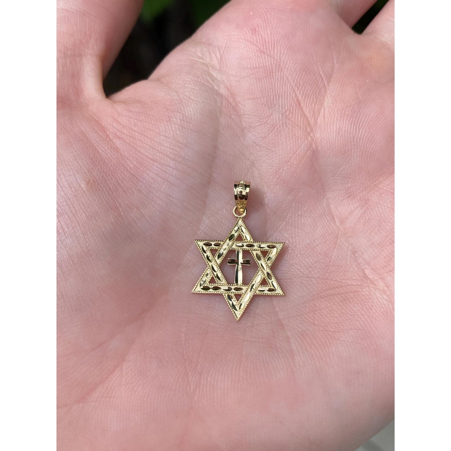 Vintage Solid 14k Yellow Gold Diamond Cut Star Of David Charm