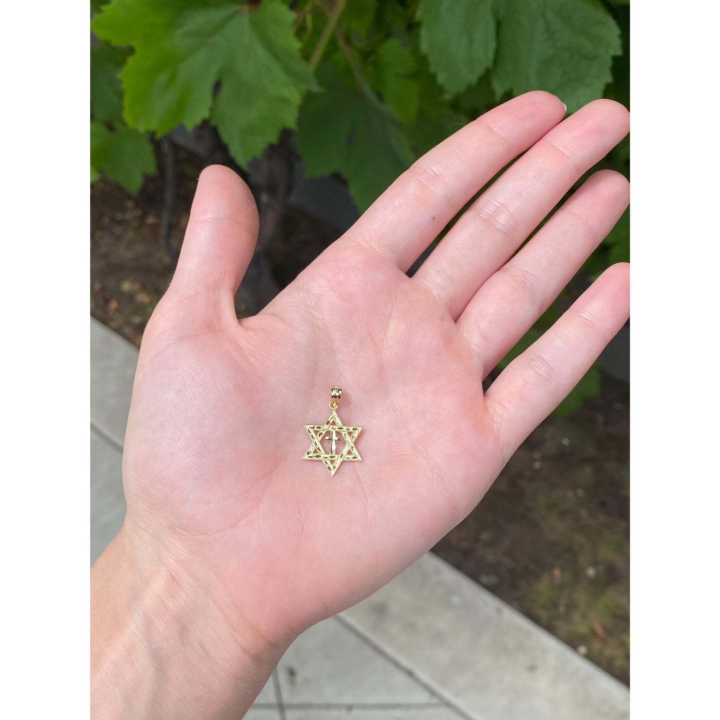 Vintage Solid 14k Yellow Gold Diamond Cut Star Of David Charm