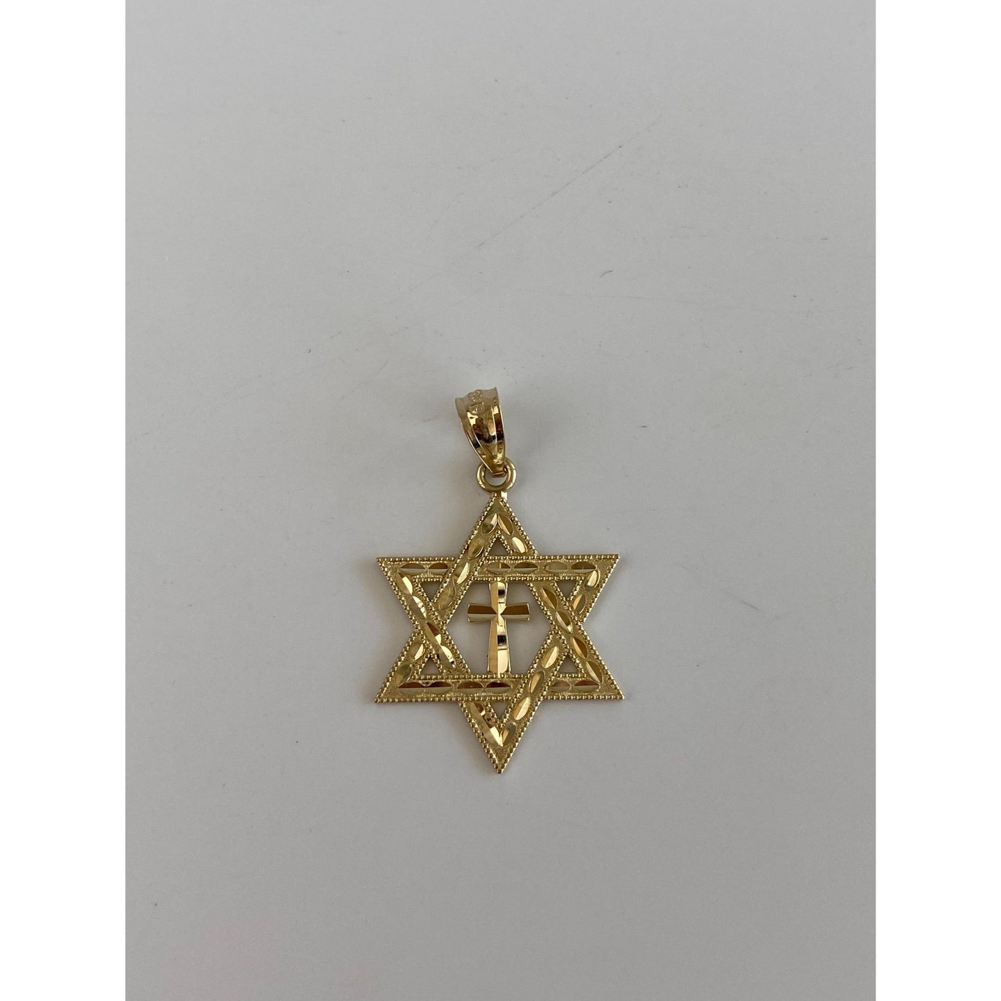 Vintage Solid 14k Yellow Gold Diamond Cut Star Of David Charm