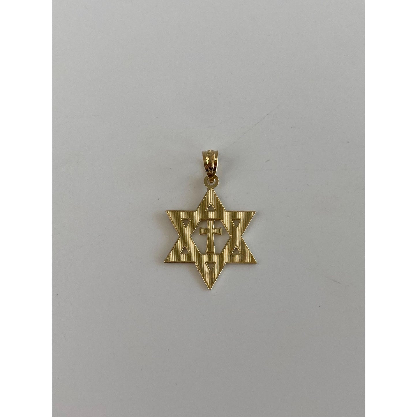 Vintage Solid 14k Yellow Gold Diamond Cut Star Of David Charm