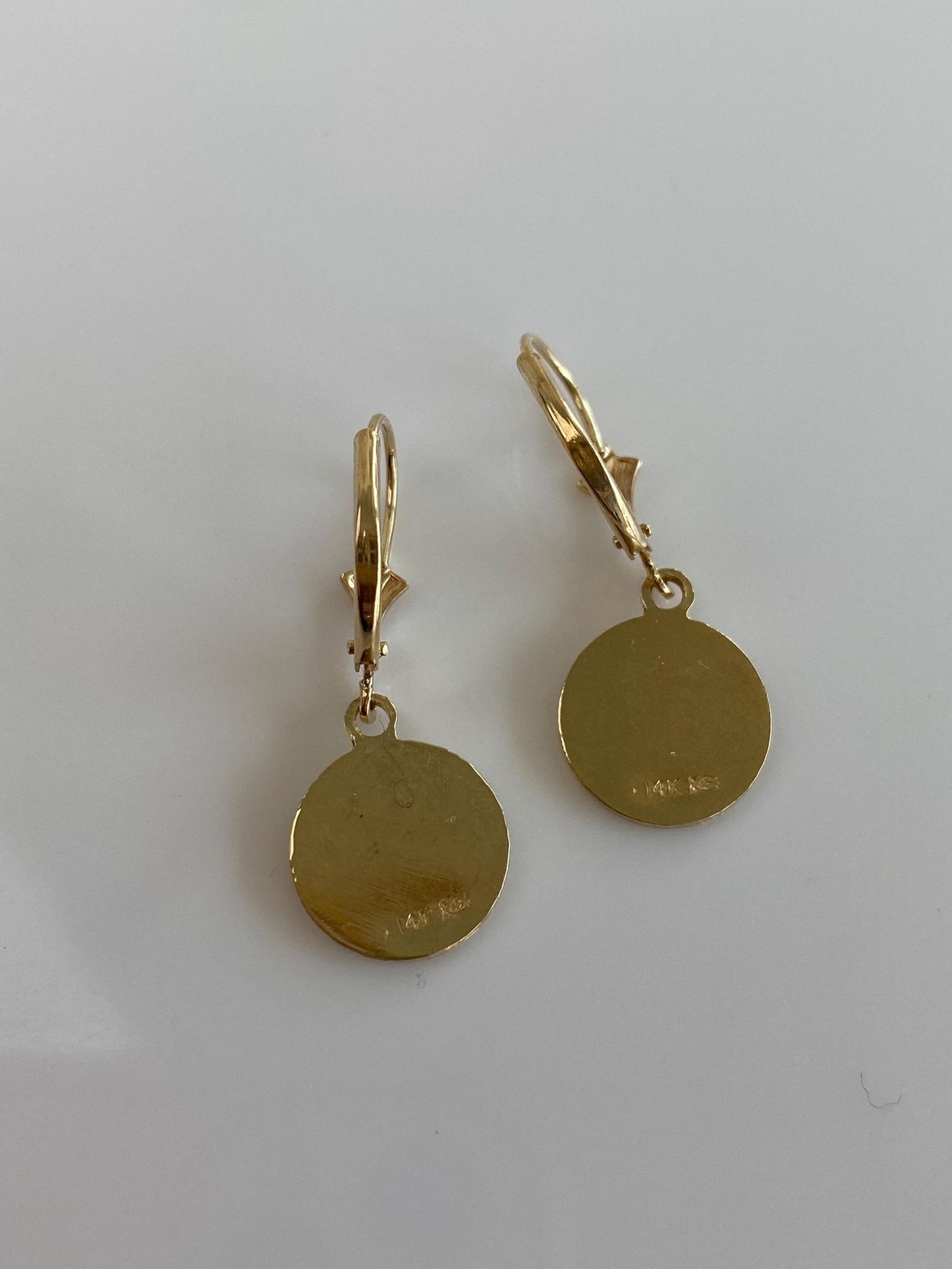 Vintage Solid 14k Yellow Gold Cherub Angel Dangle Earrings