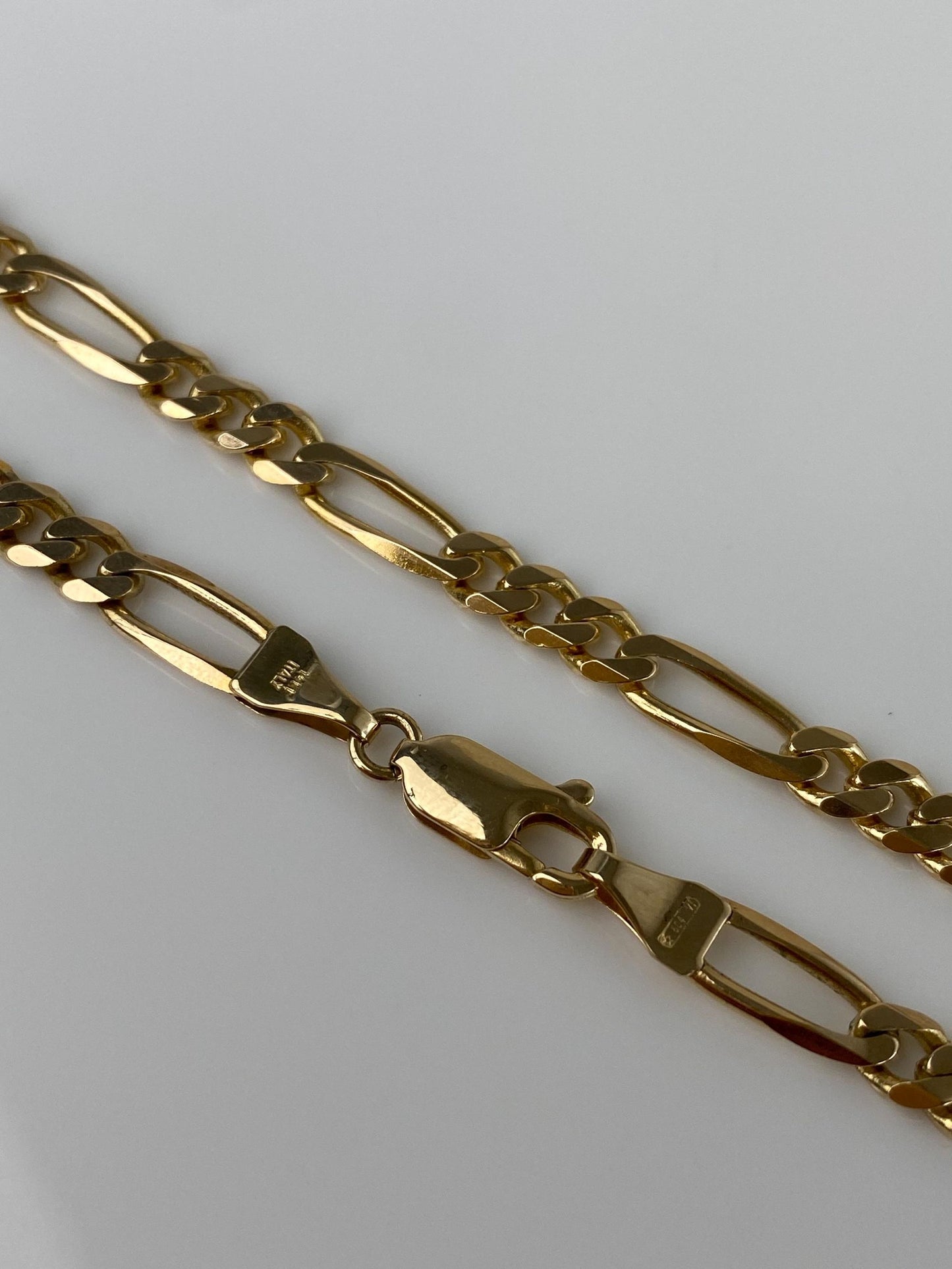 Vintage Solid 14k Yellow Gold Figaro Chain Bracelet - 8 inches