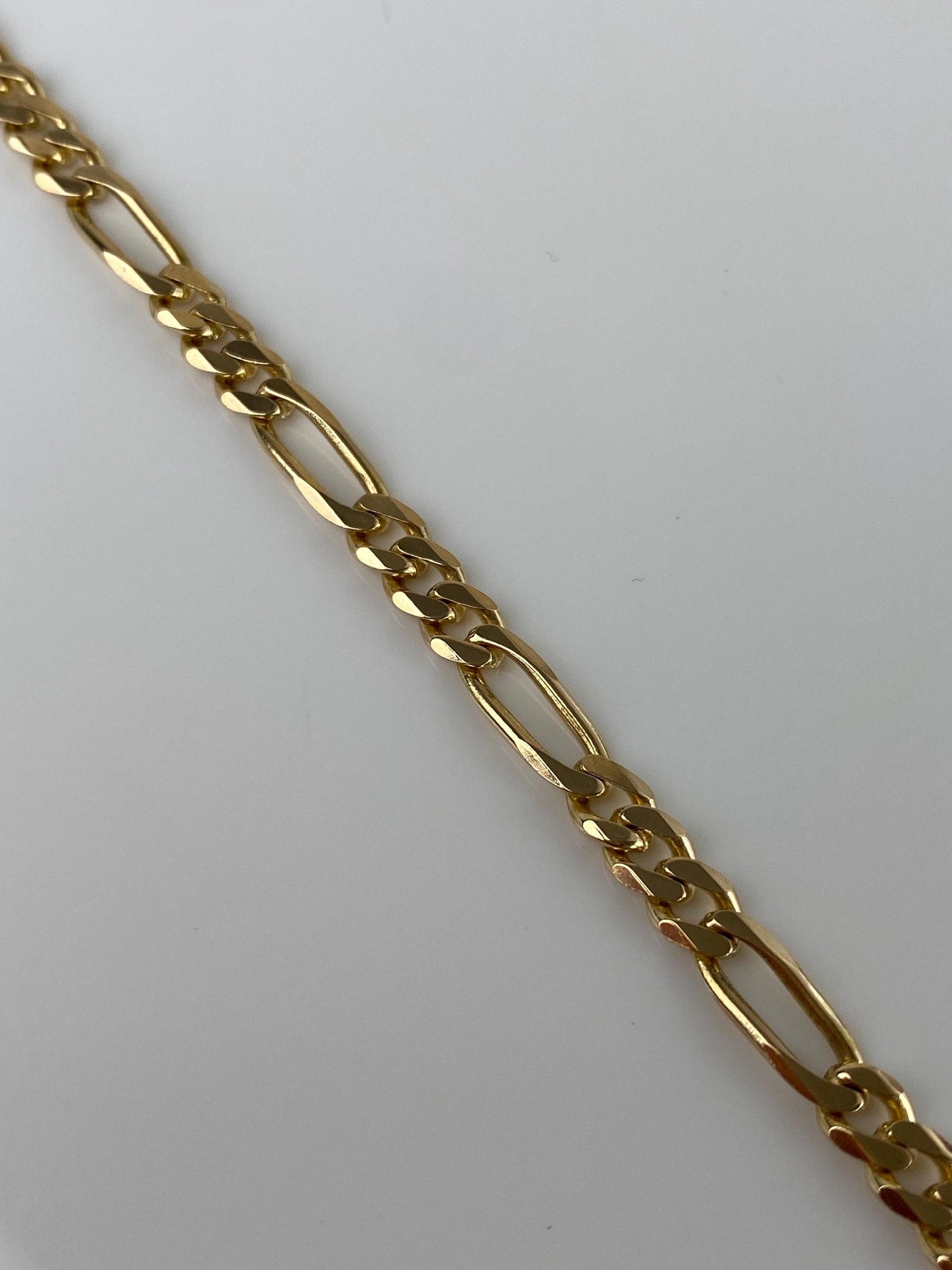 Vintage Solid 14k Yellow Gold Figaro Chain Bracelet - 8 inches