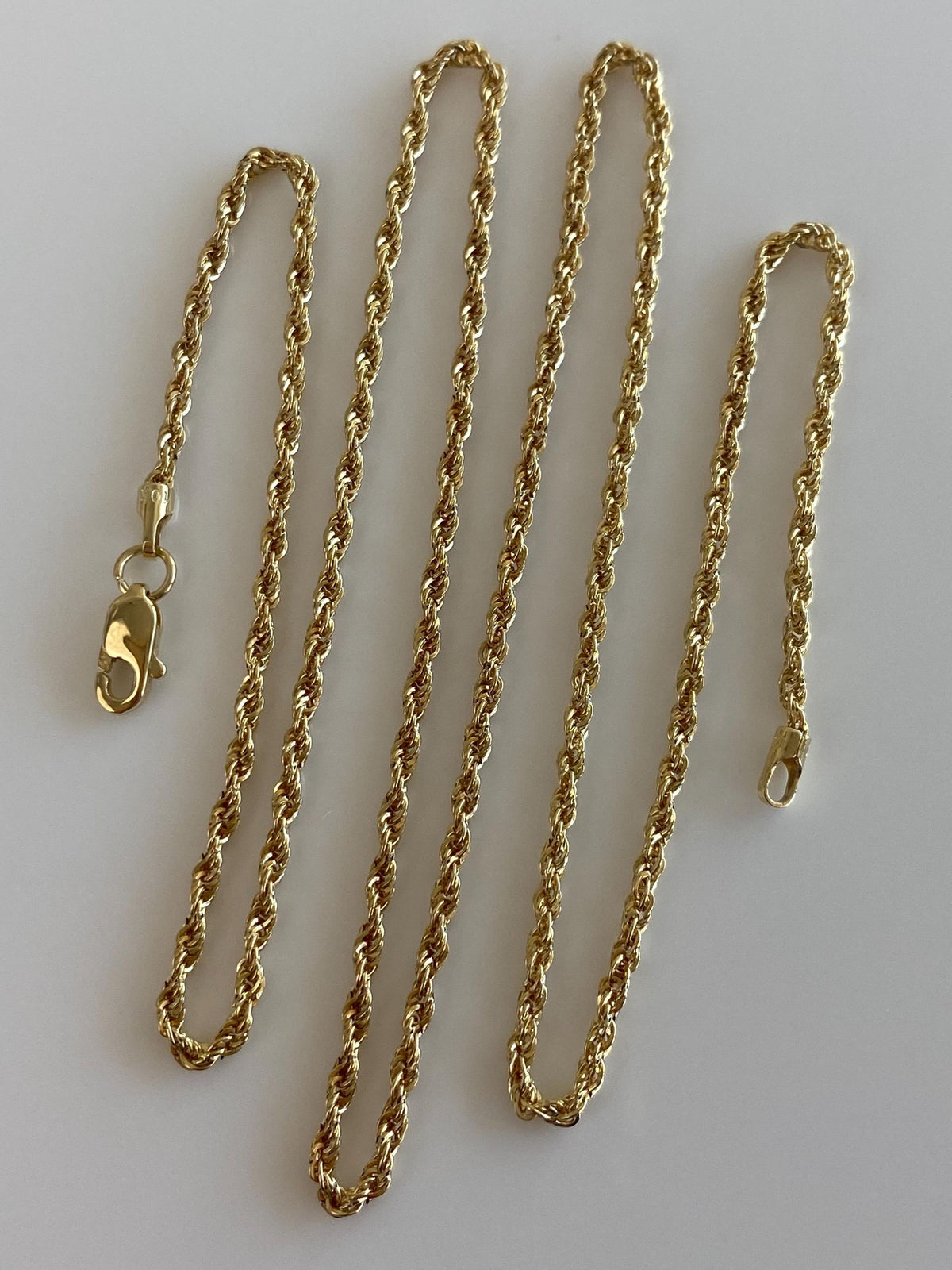 Vintage 10k Yellow Gold Slim Rope Chain Necklace - 18 inches