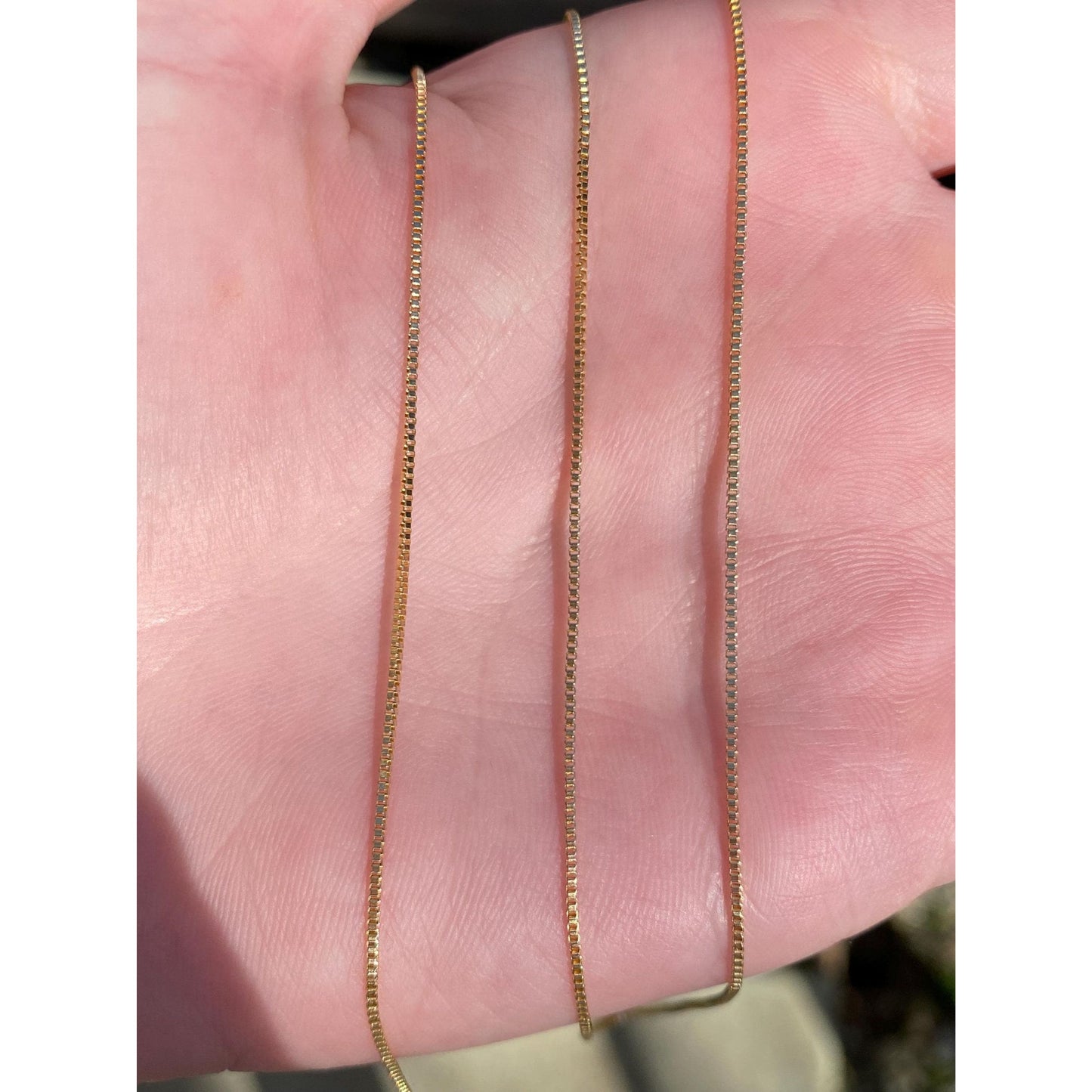 Vintage Solid 14k Yellow Gold Box Chain Necklace - 24.75 inches