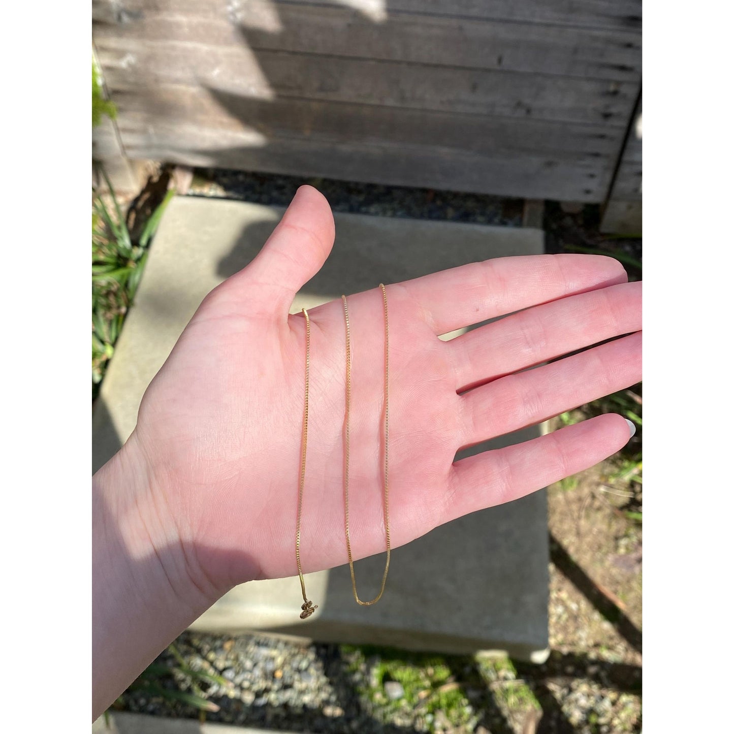 Vintage Solid 14k Yellow Gold Box Chain Necklace - 24.75 inches