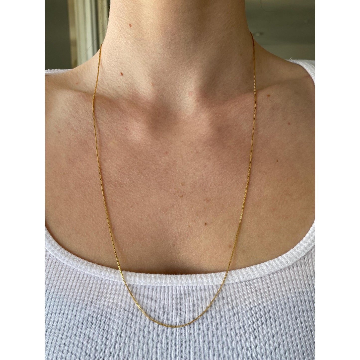 Vintage Solid 14k Yellow Gold Box Chain Necklace - 24.75 inches