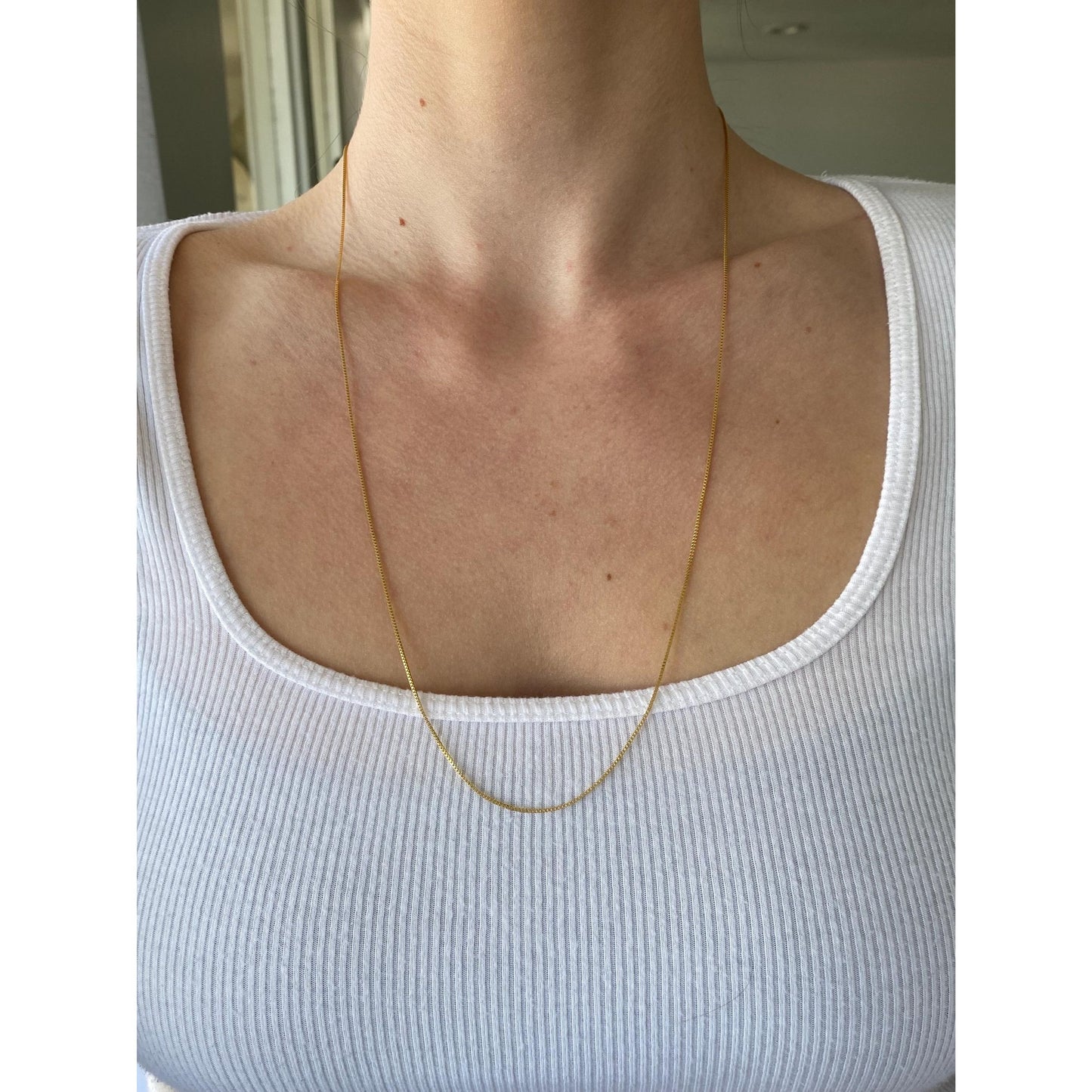 Vintage Solid 14k Yellow Gold Box Chain Necklace - 24.75 inches