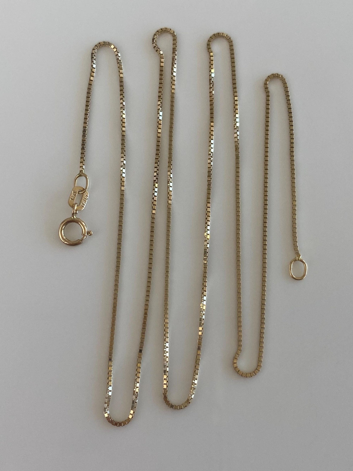 Vintage Solid 14k Yellow Gold Box Chain Necklace - 18 inches