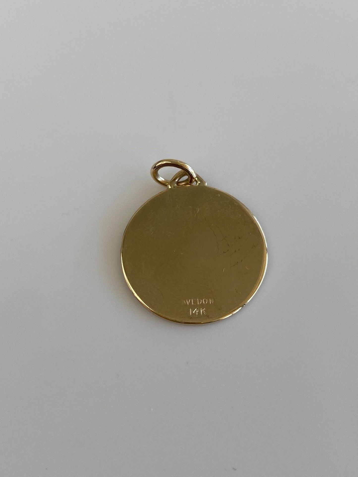 Vintage Solid 14k Yellow Gold Pattern Disc Charm