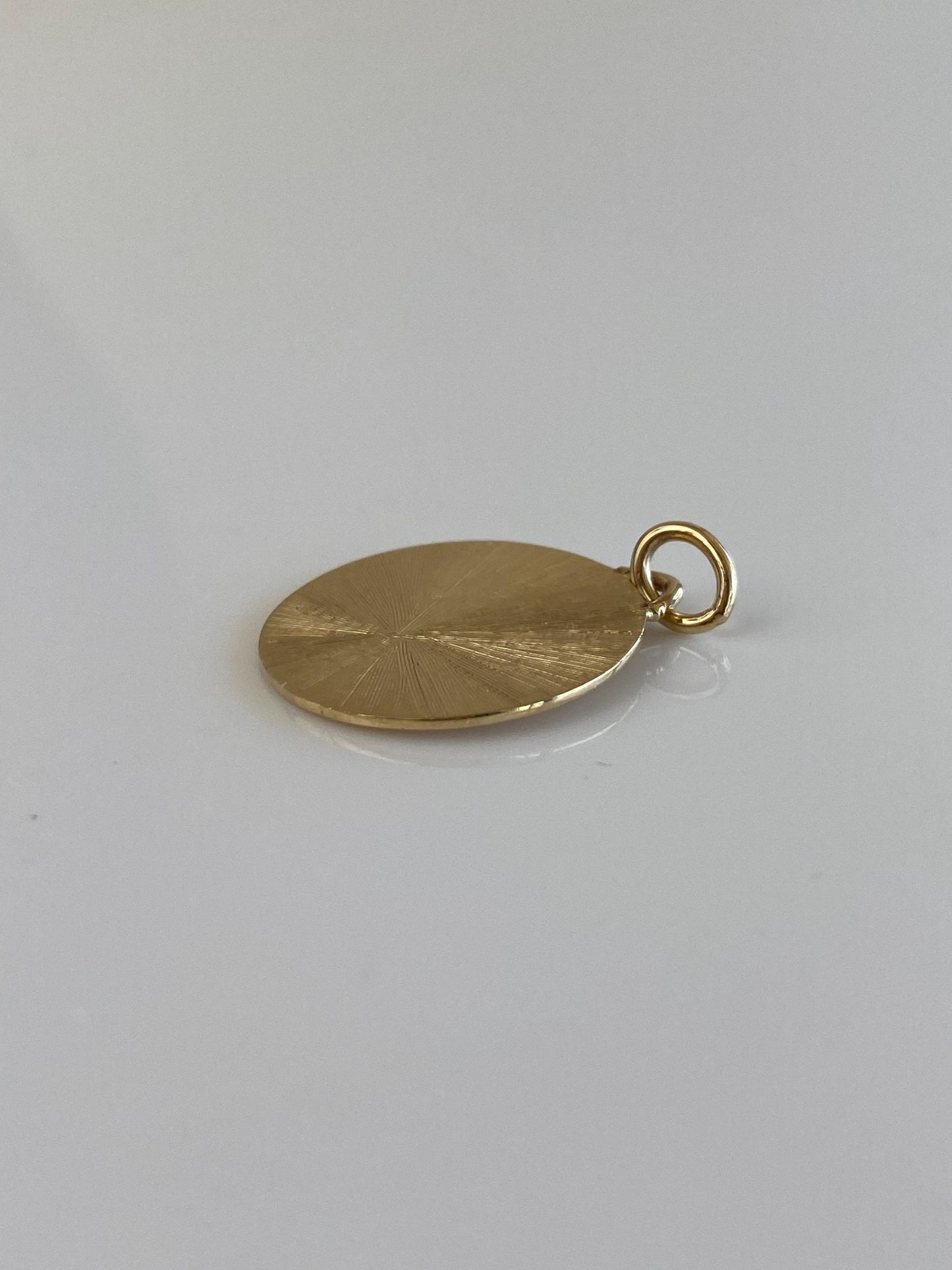 Vintage Solid 14k Yellow Gold Pattern Disc Charm