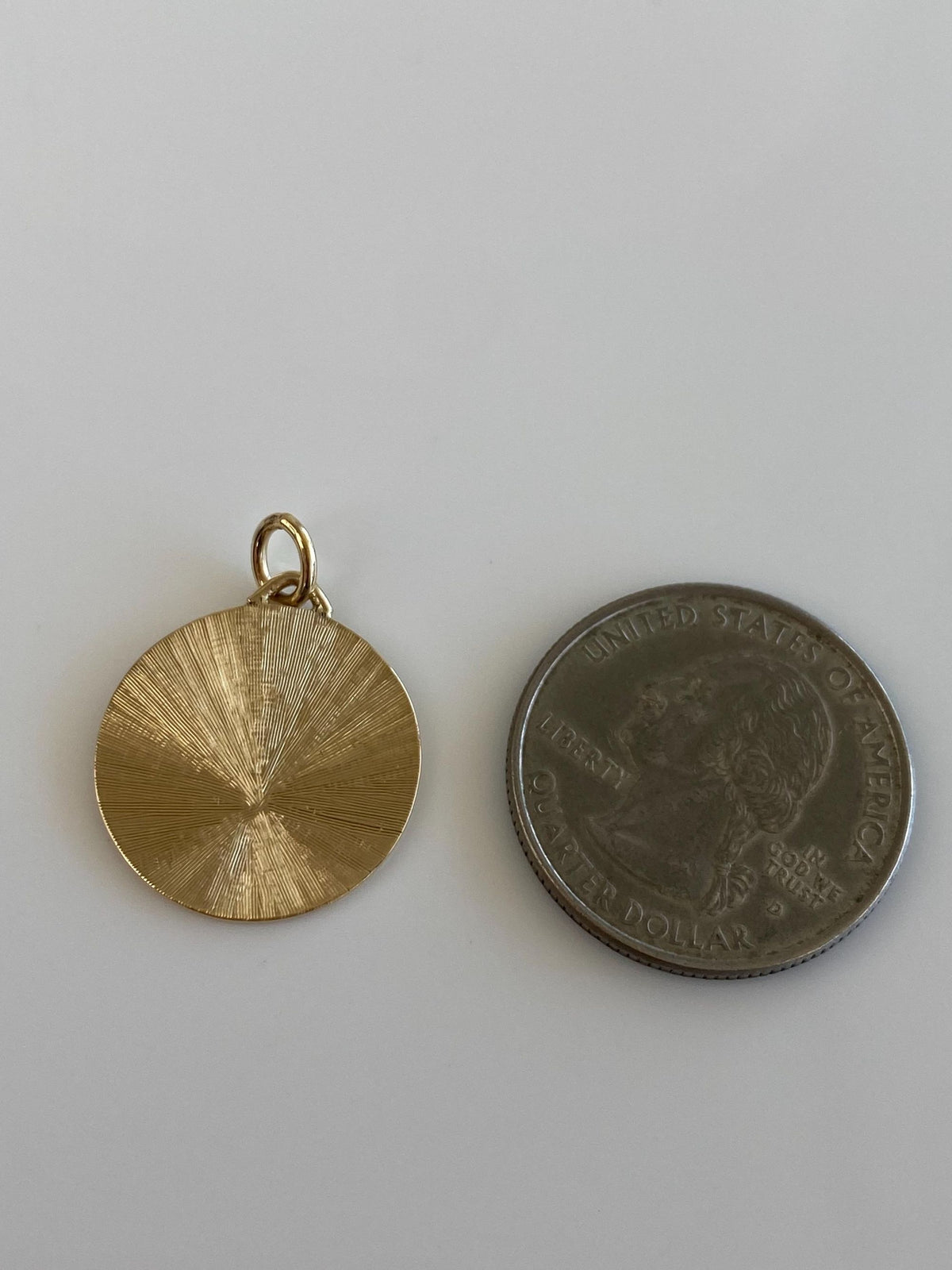 Vintage Solid 14k Yellow Gold Pattern Disc Charm