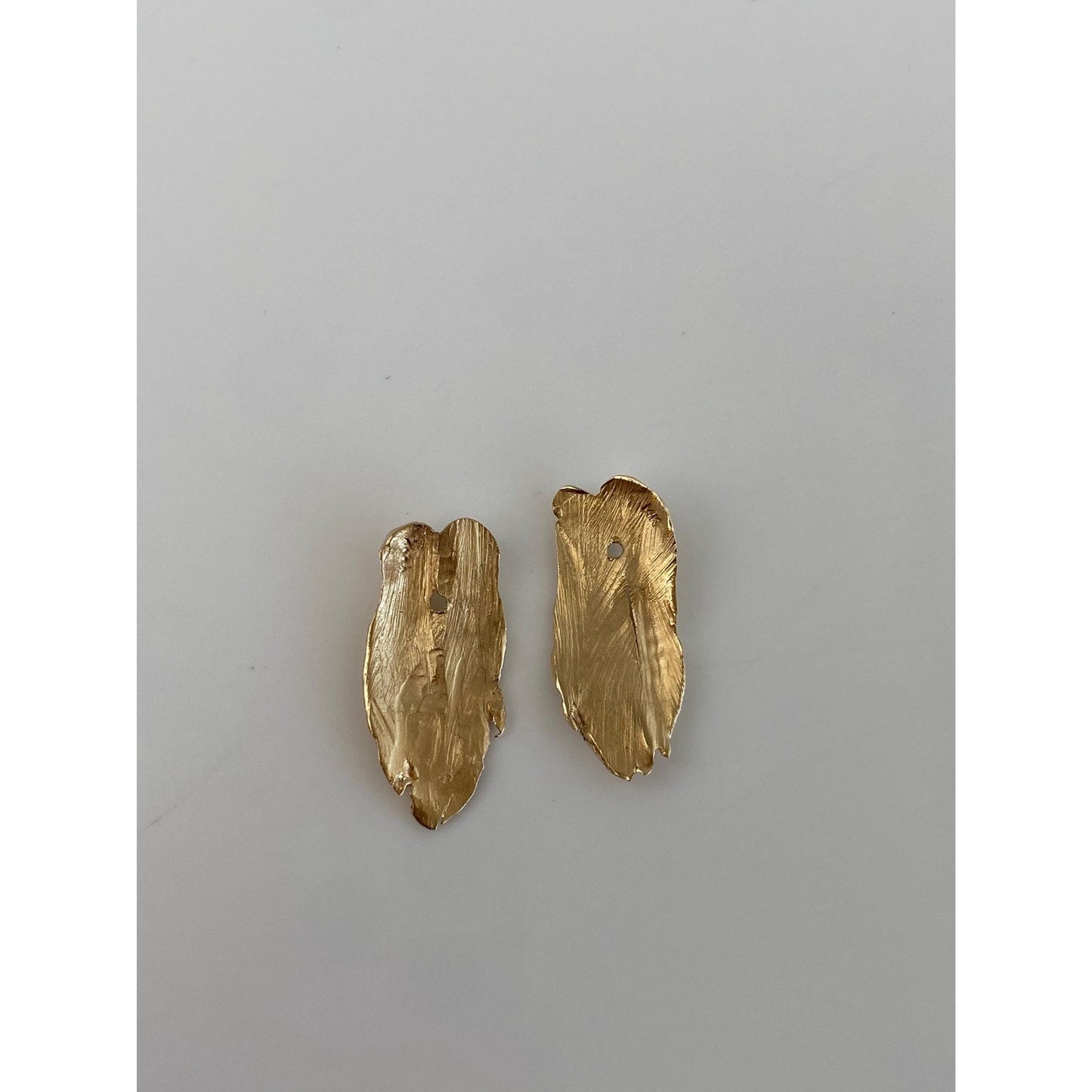 Vintage Solid 14k Yellow Gold Leaf Feather Earring Jackets