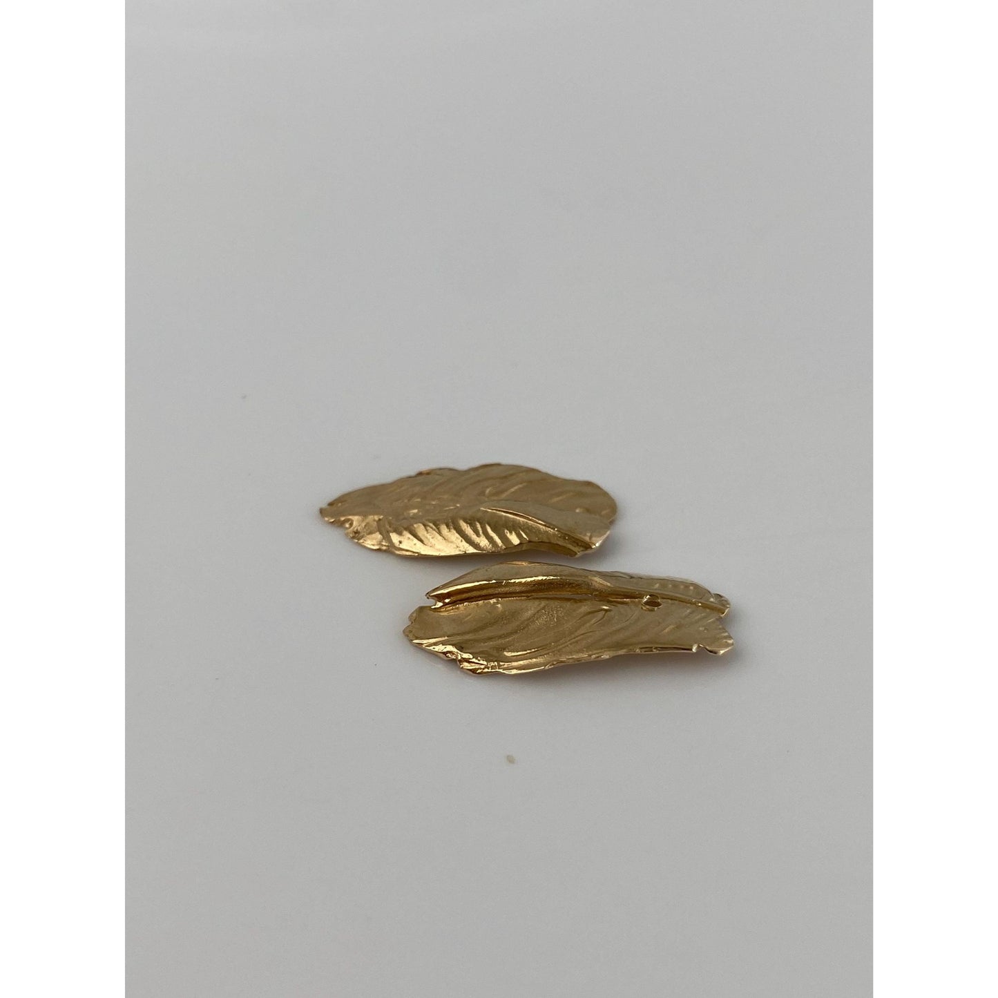Vintage Solid 14k Yellow Gold Leaf Feather Earring Jackets