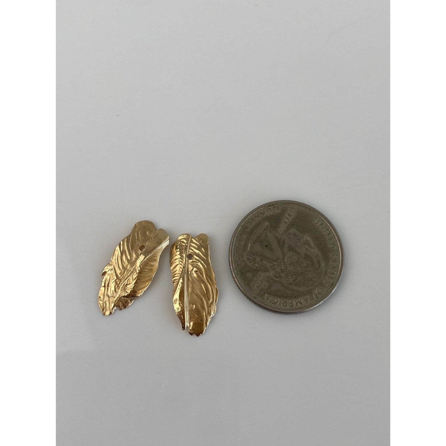 Vintage Solid 14k Yellow Gold Leaf Feather Earring Jackets