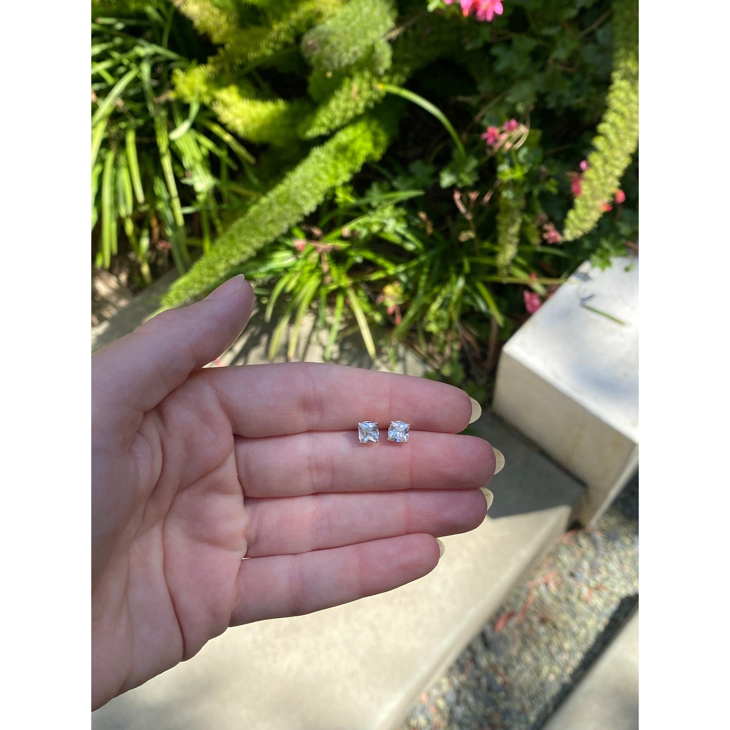 Solid 14k Yellow Gold Cubic Zirconia Stud Earrings