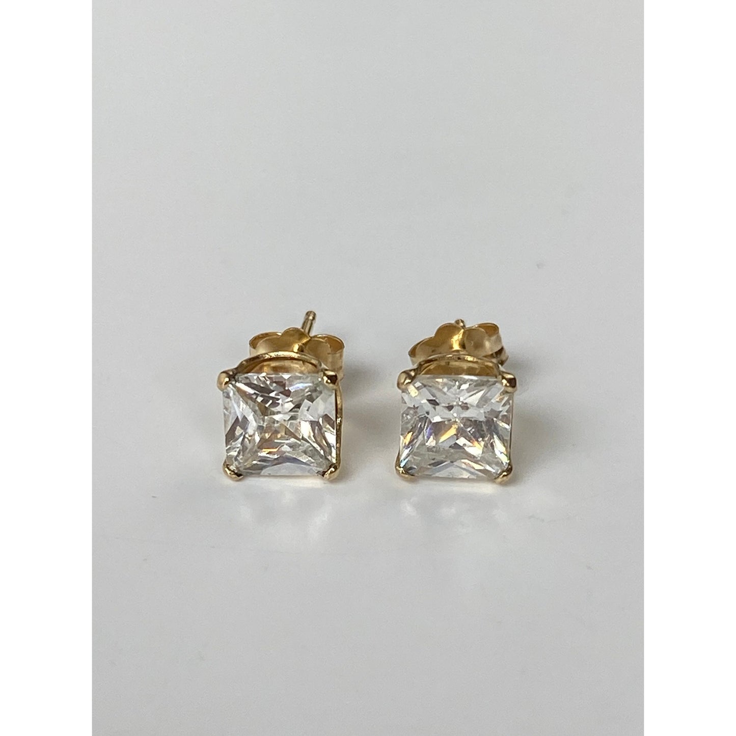 Solid 14k Yellow Gold Cubic Zirconia Stud Earrings
