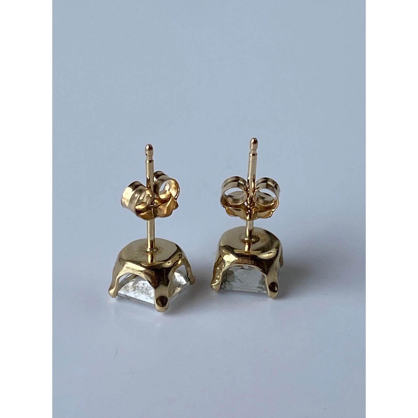 Solid 14k Yellow Gold Cubic Zirconia Stud Earrings