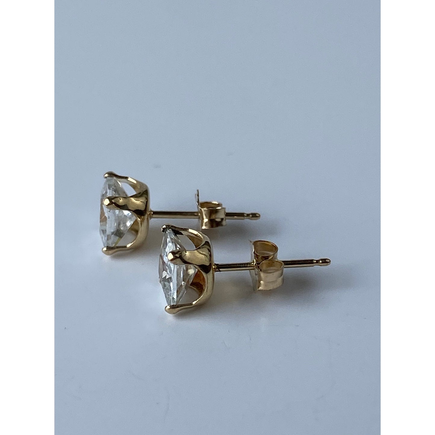 Solid 14k Yellow Gold Cubic Zirconia Stud Earrings