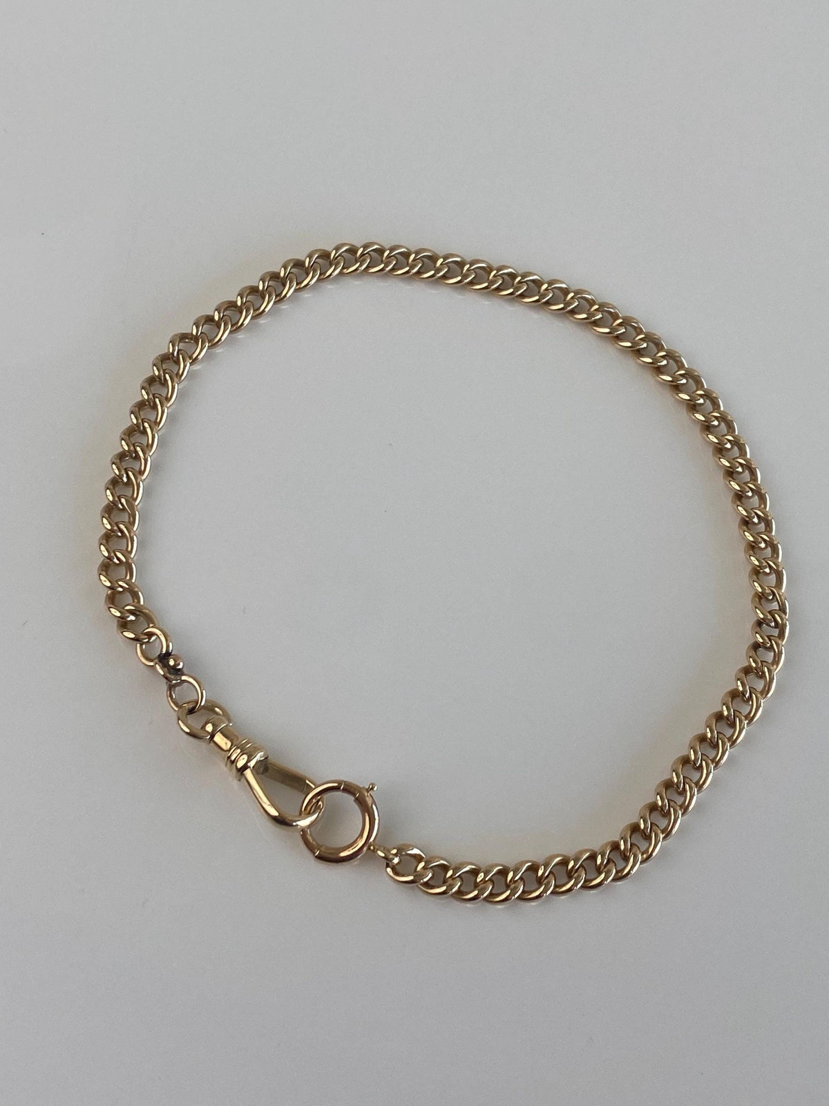 Vintage Solid 14k Yellow Gold Curb Pocket Watch Chain - 10.5 inches