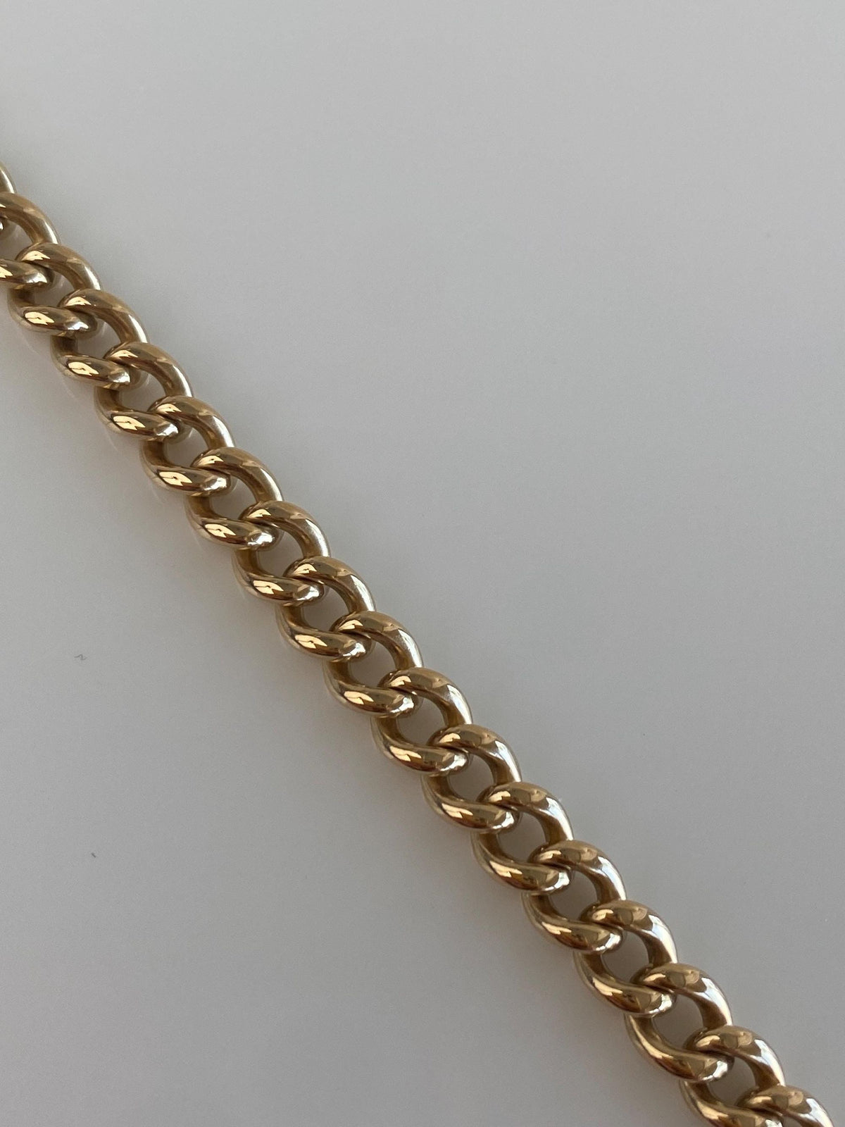 Vintage Solid 14k Yellow Gold Curb Pocket Watch Chain - 10.5 inches